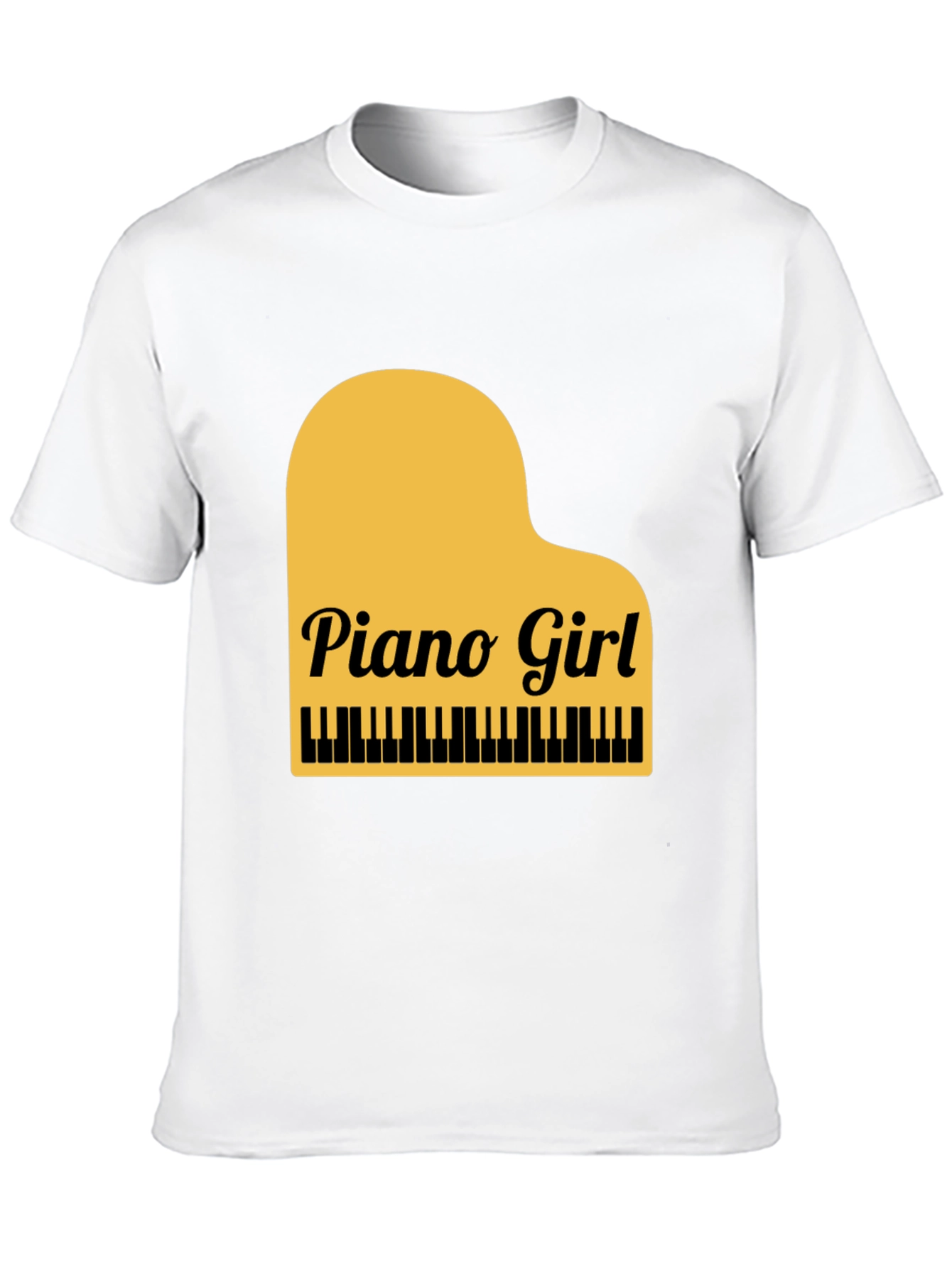Piano Girl Graphic Tee - Black Cotton Blend