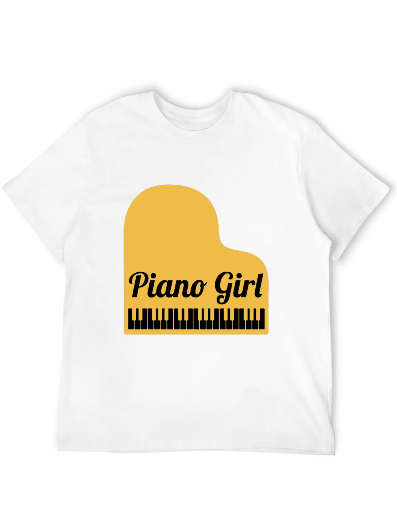 Piano Girl Graphic Tee - Black Cotton Blend