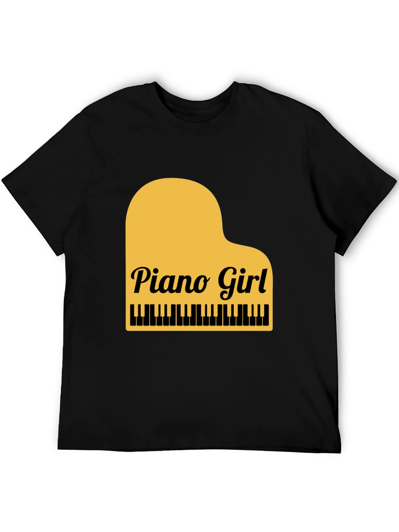Piano Girl Graphic Tee - Black Cotton Blend