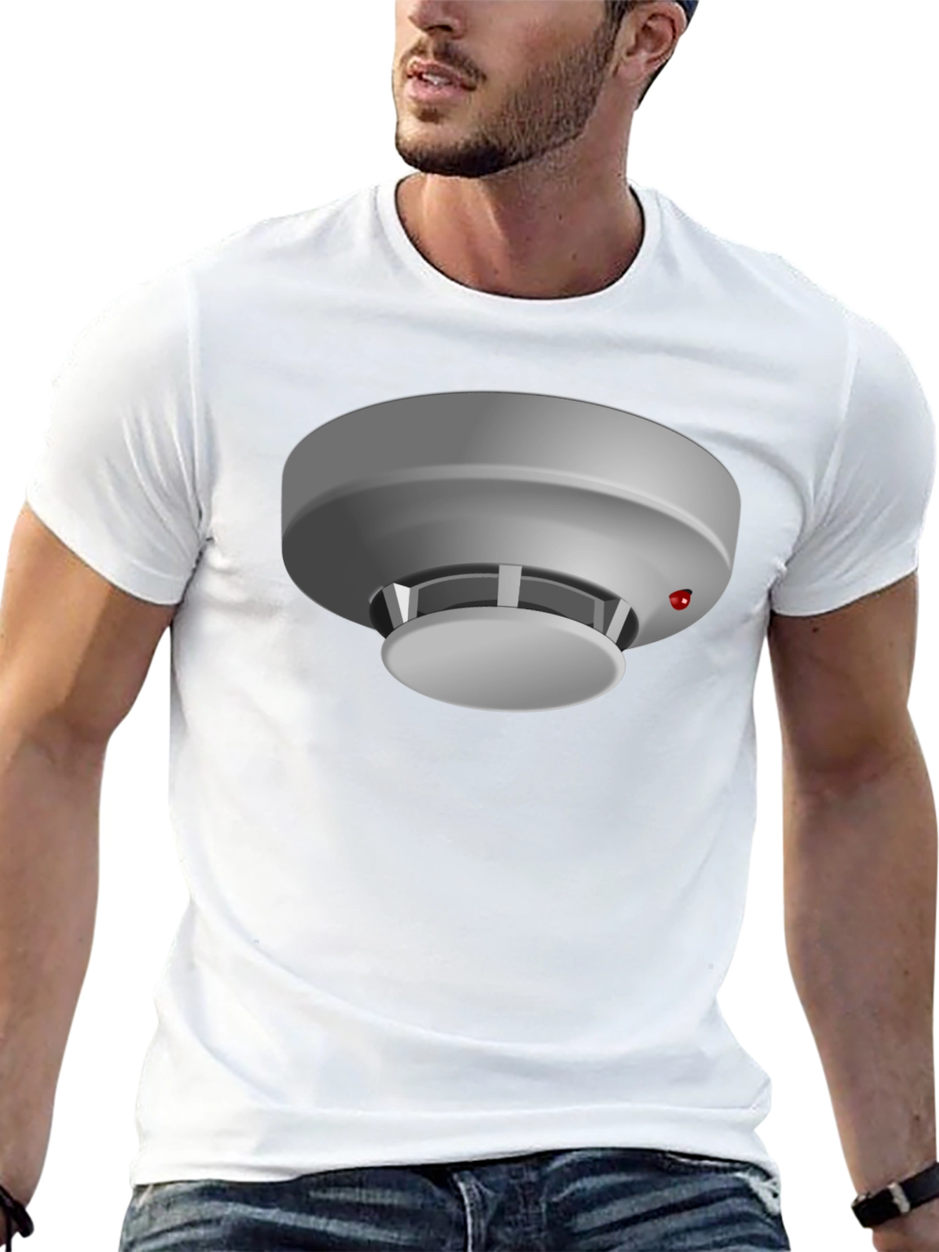 Novelty Smoke Detector Graphic Tee - Black