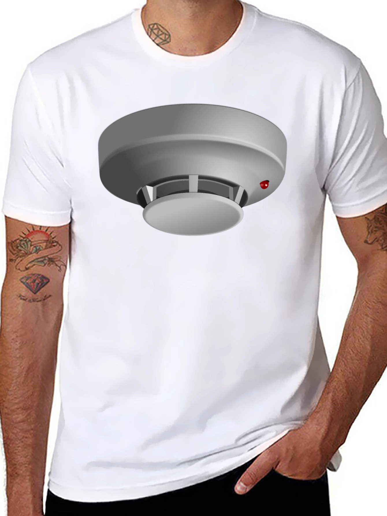 Novelty Smoke Detector Graphic Tee - Black