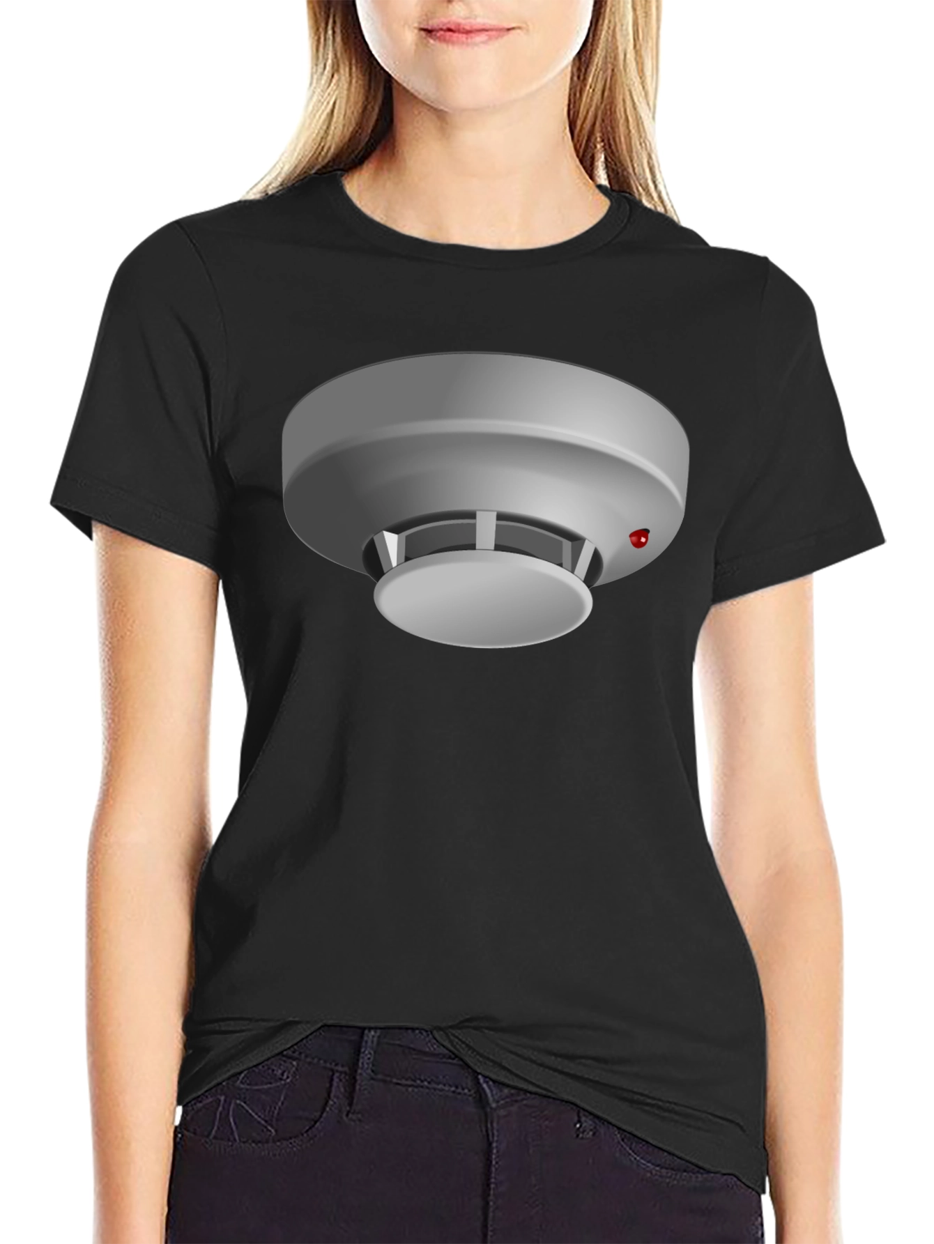 Novelty Smoke Detector Graphic Tee - Black