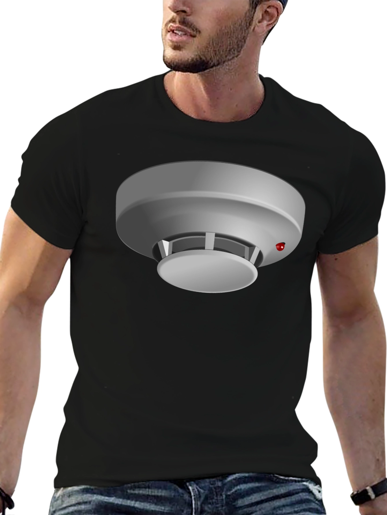 Novelty Smoke Detector Graphic Tee - Black