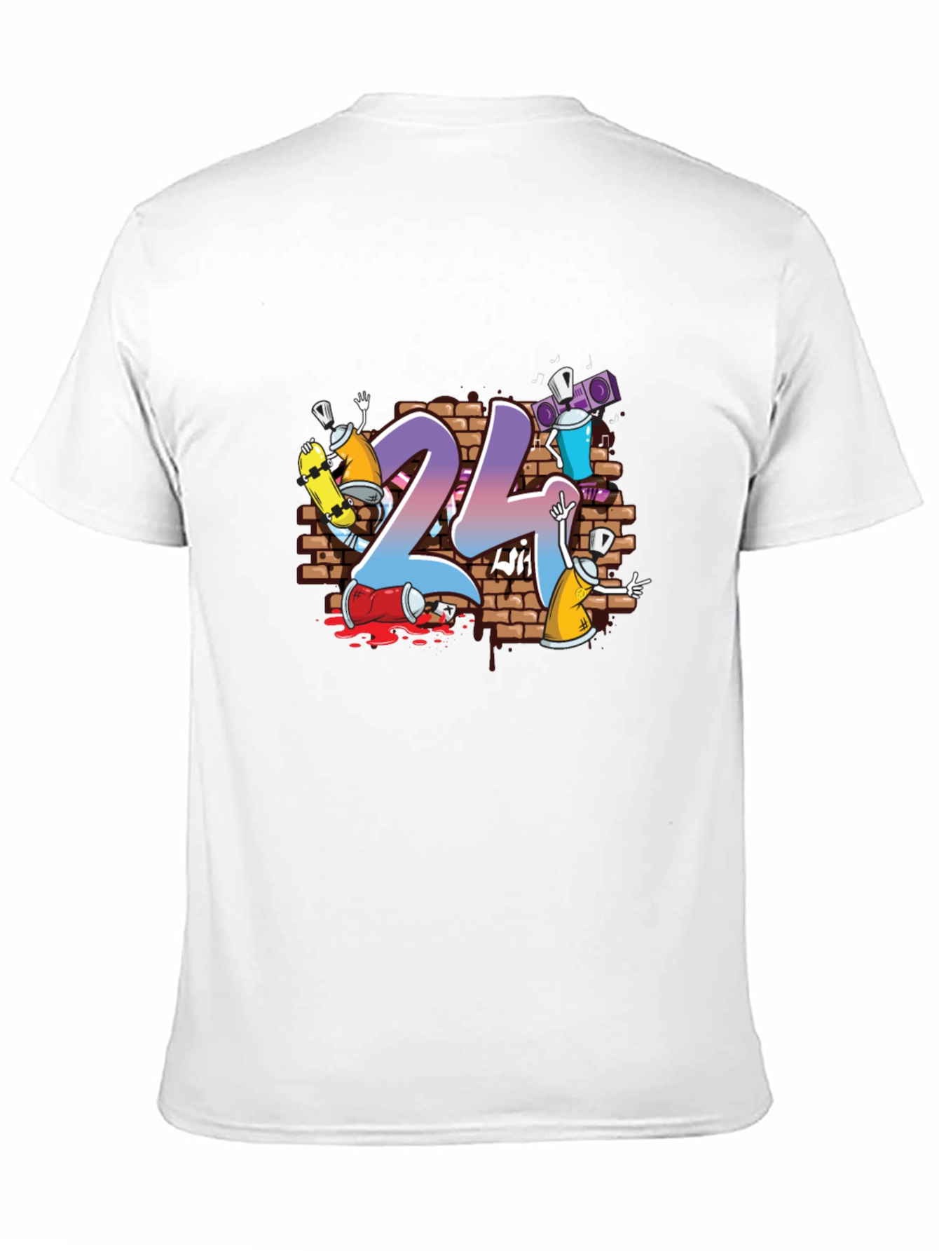 24 Graffiti Style Graphic Print T-Shirt