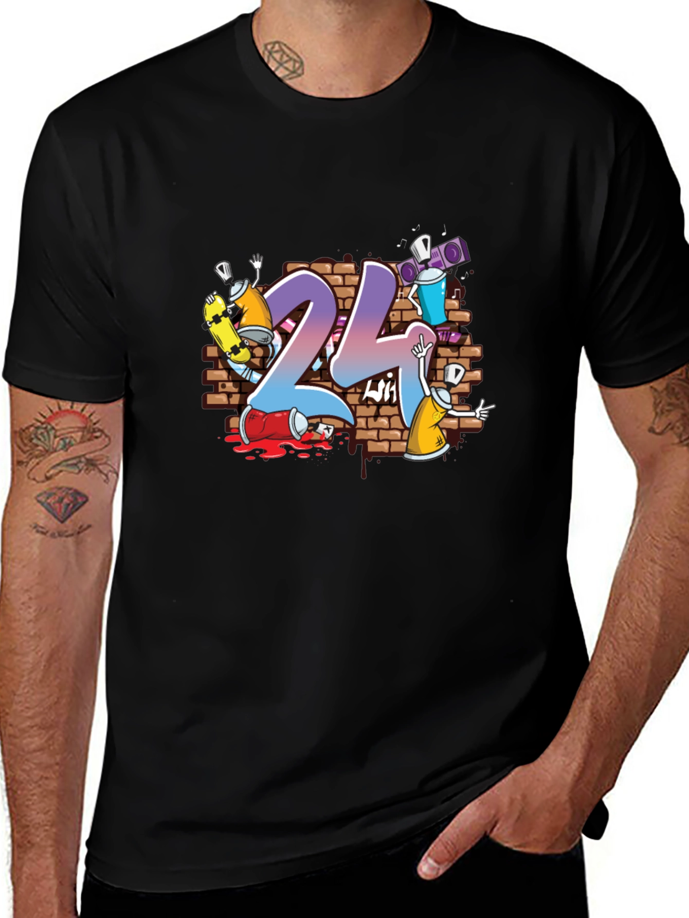 24 Graffiti Style Graphic Print T-Shirt