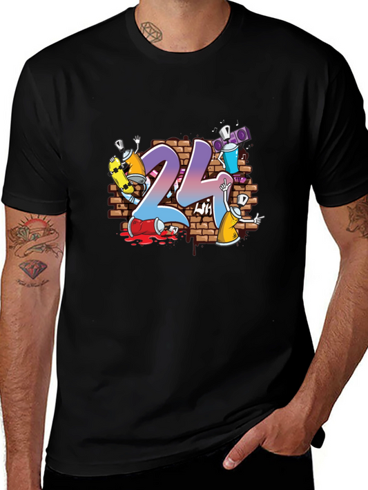 24 Graffiti Style Graphic Print T-Shirt