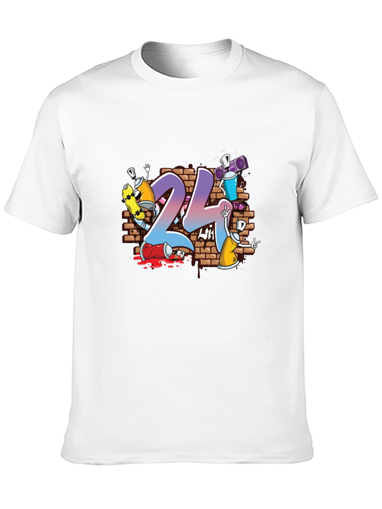 24 Graffiti Style Graphic Print T-Shirt