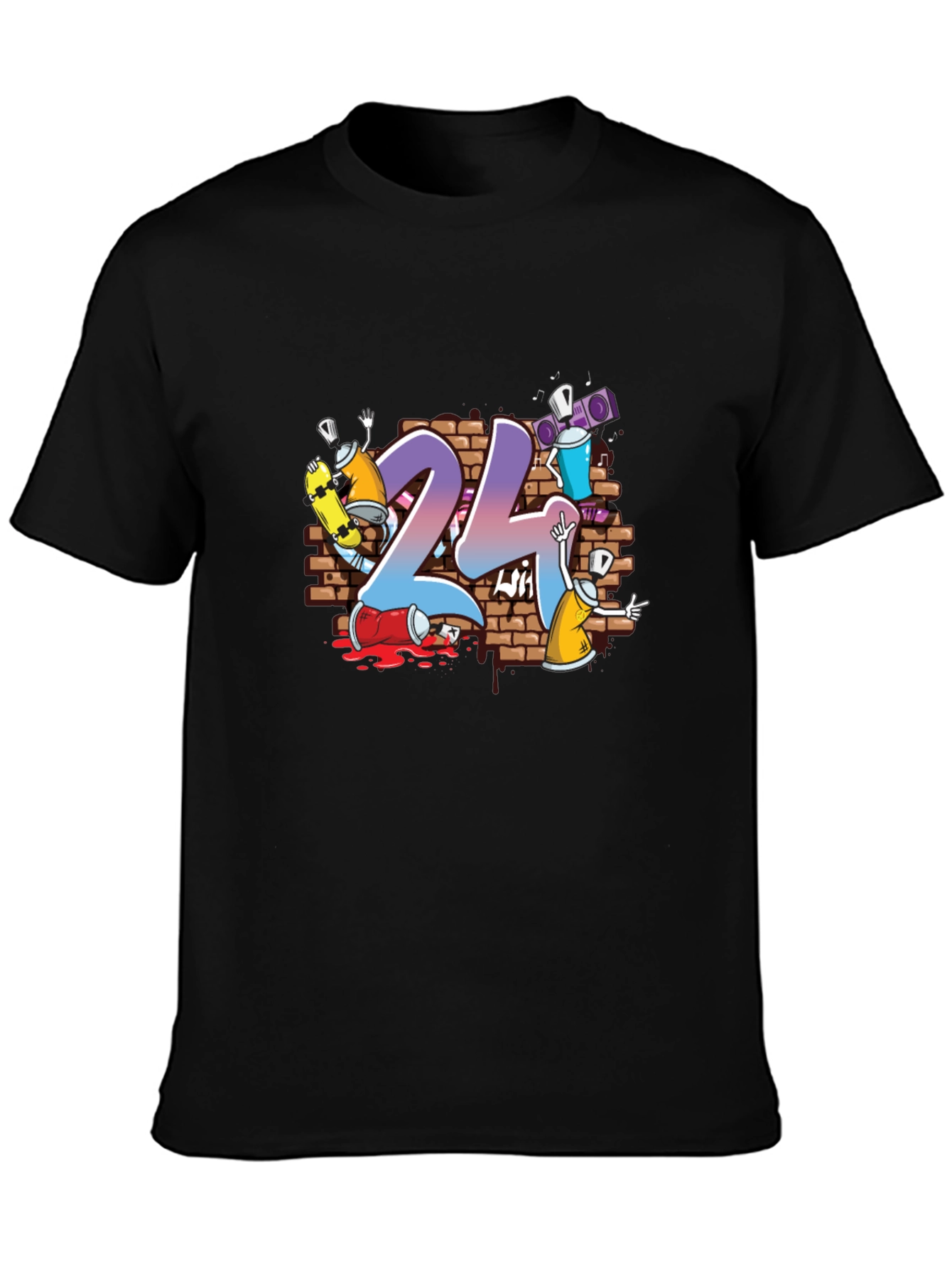 24 Graffiti Style Graphic Print T-Shirt