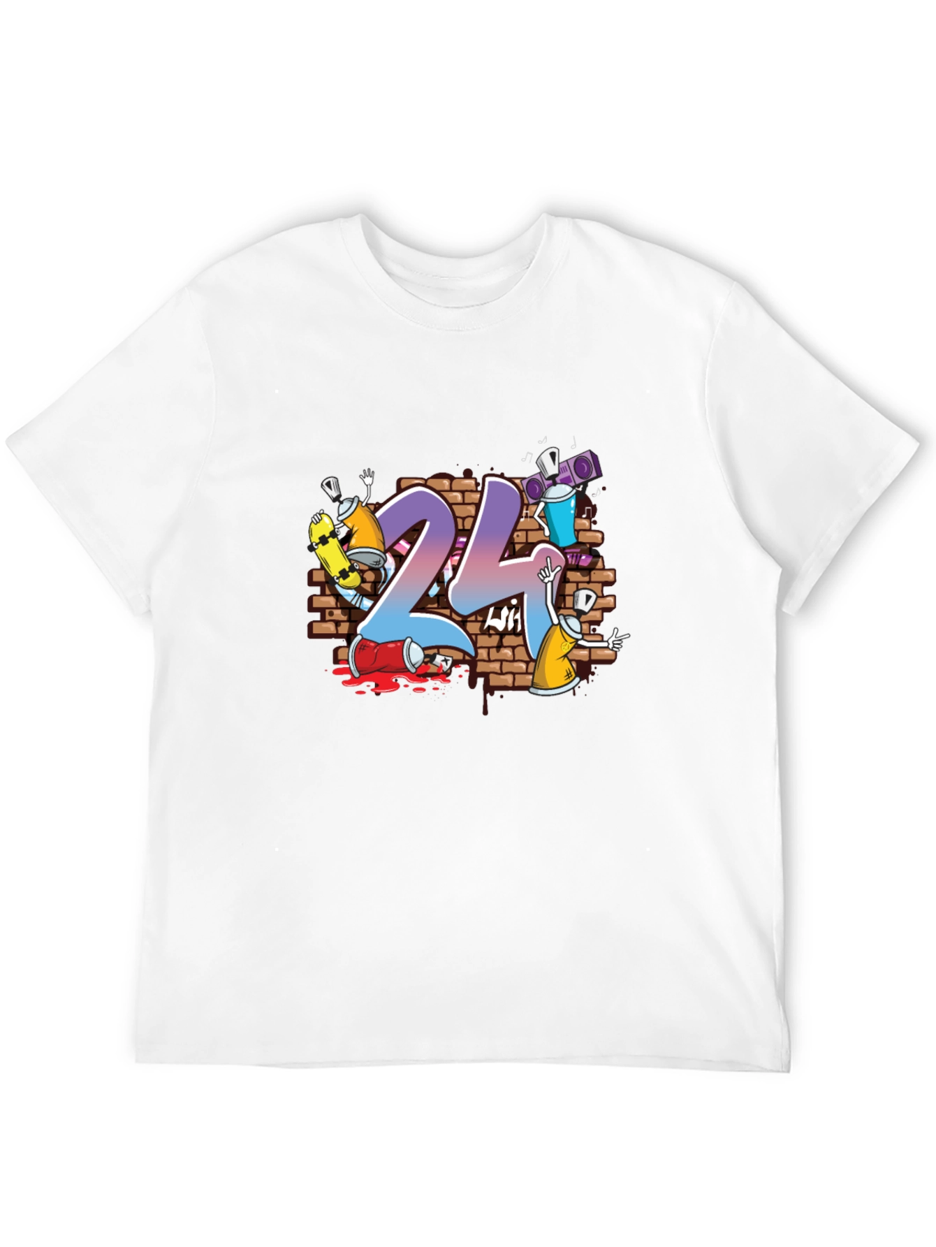 24 Graffiti Style Graphic Print T-Shirt