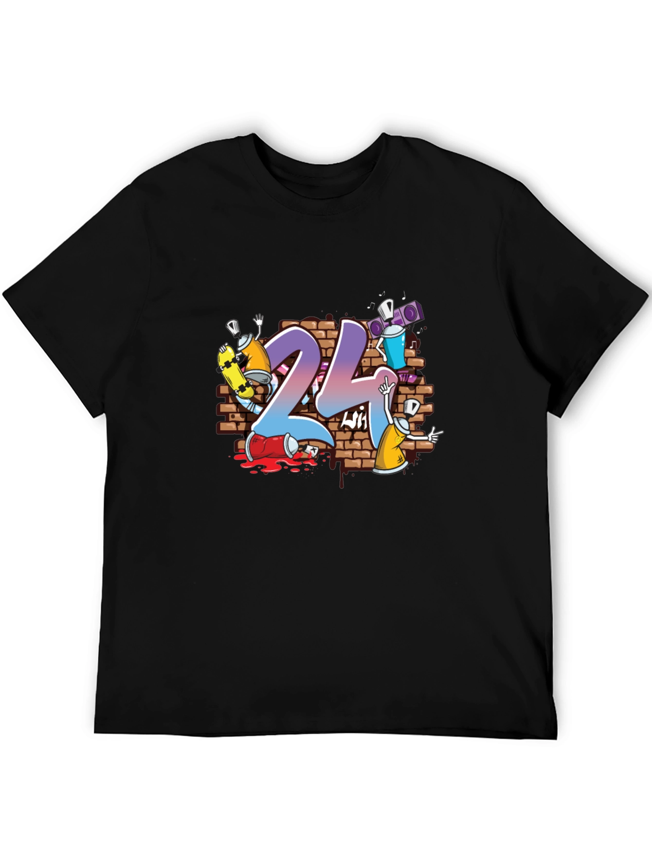24 Graffiti Style Graphic Print T-Shirt