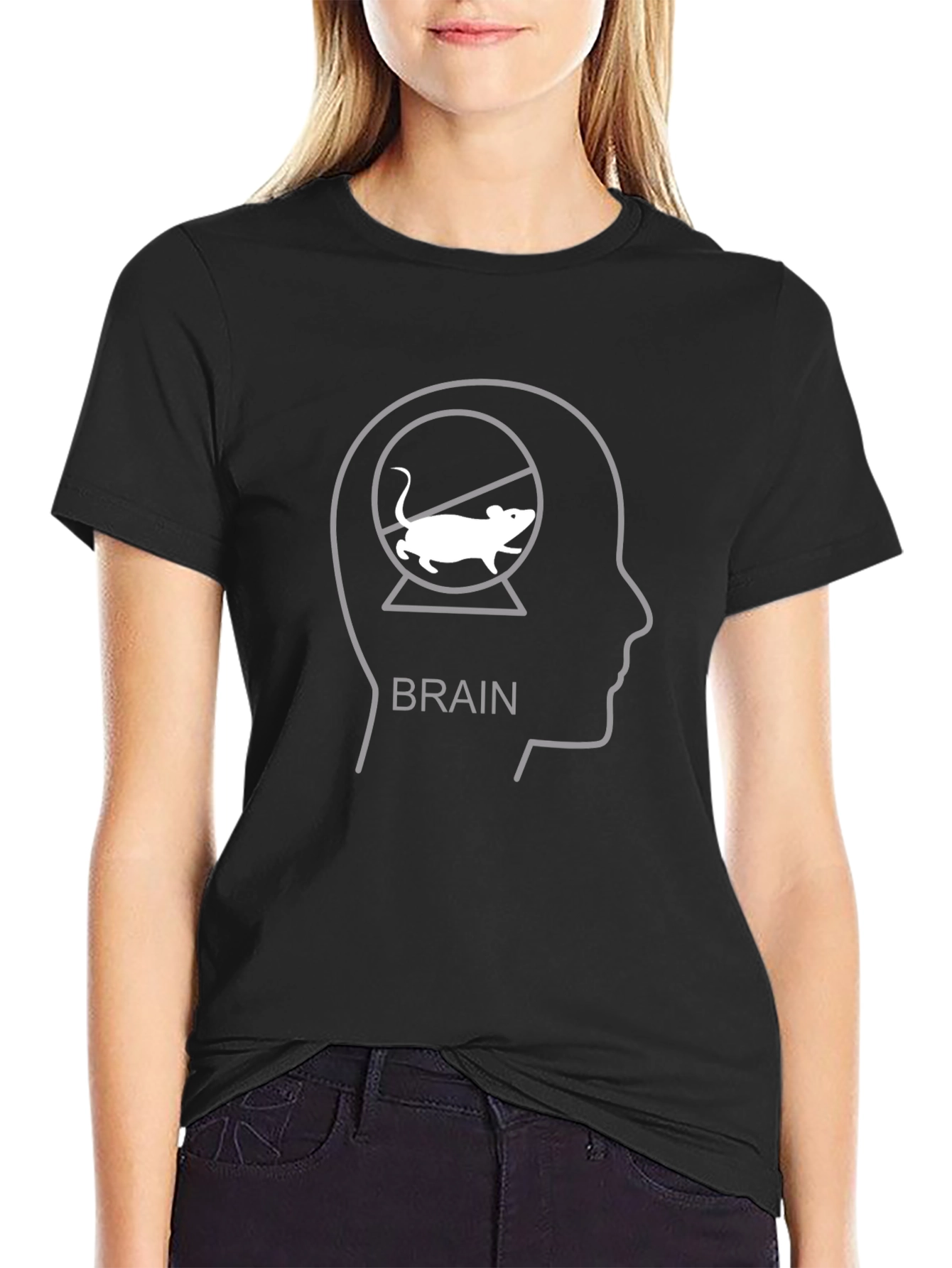 Brain Rat Wheel T-Shirt - Black Cotton Graphic Tee