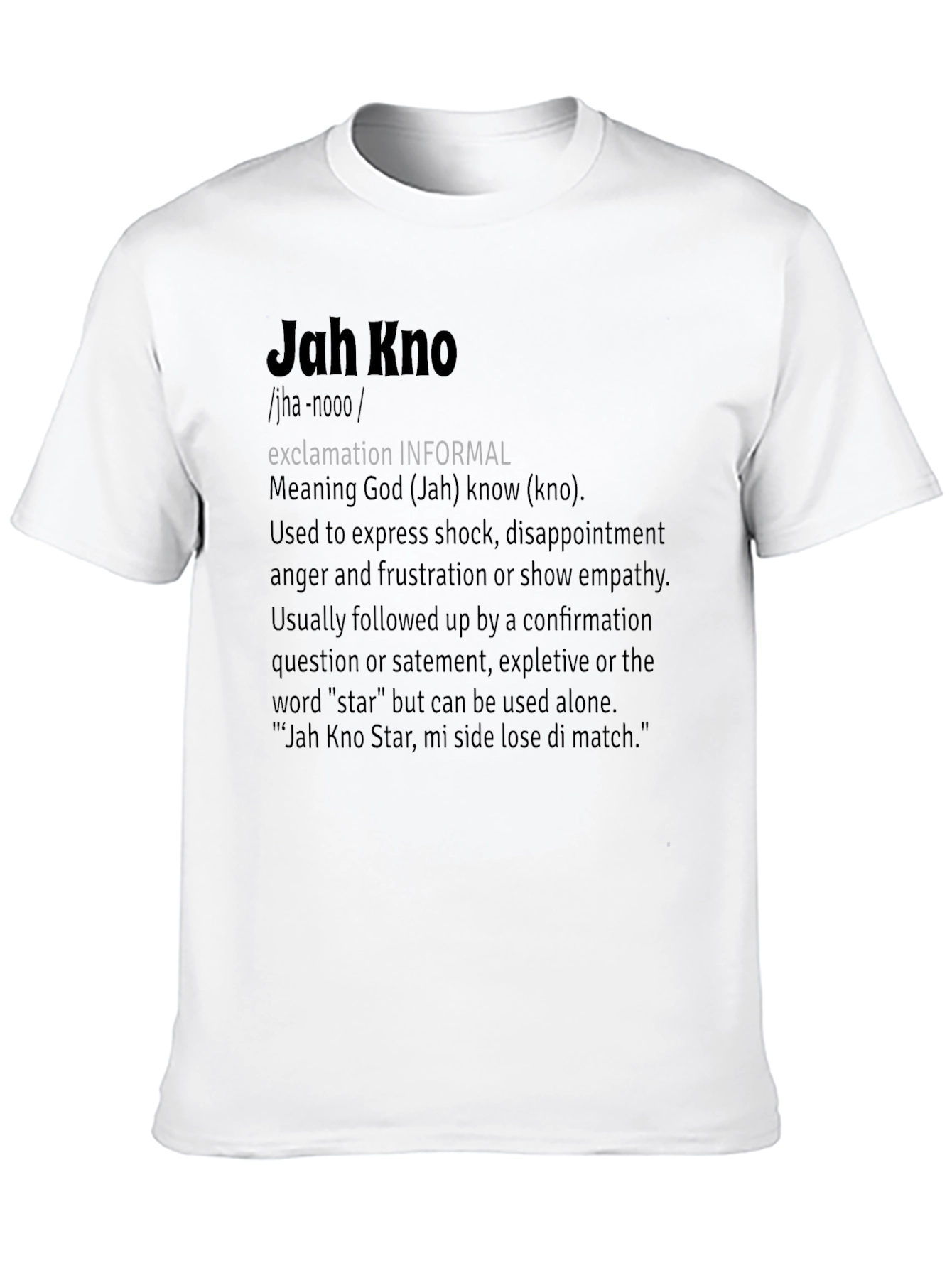 Jah Kno Definition Black T-Shirt - Jamaican Slang