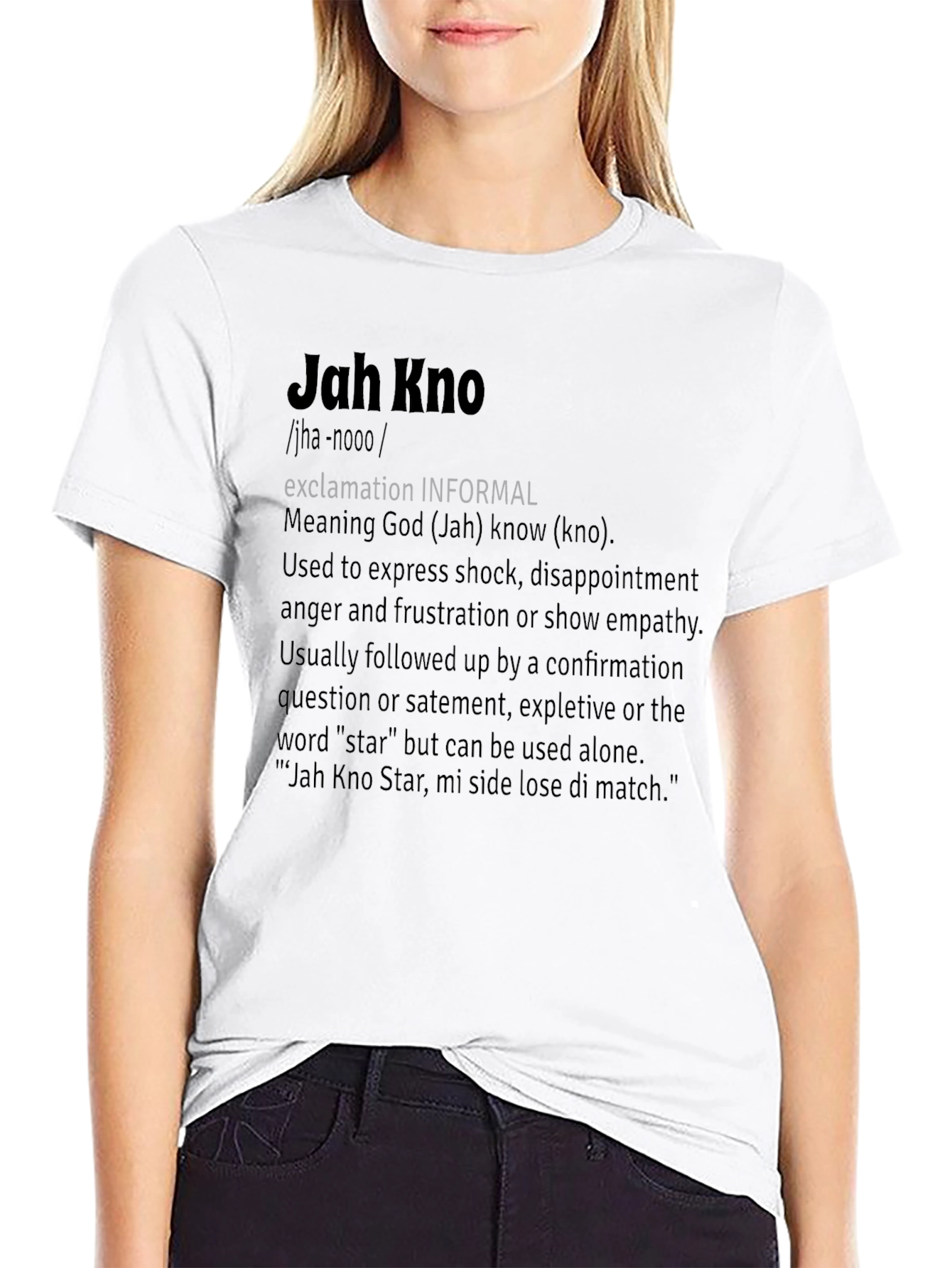Jah Kno Definition Black T-Shirt - Jamaican Slang