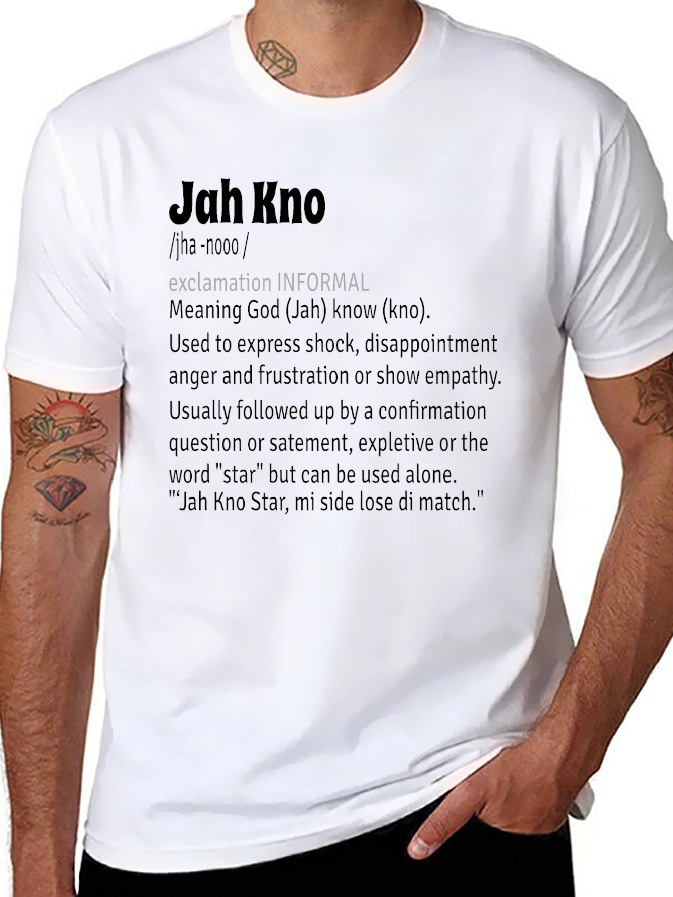 Jah Kno Definition Black T-Shirt - Jamaican Slang