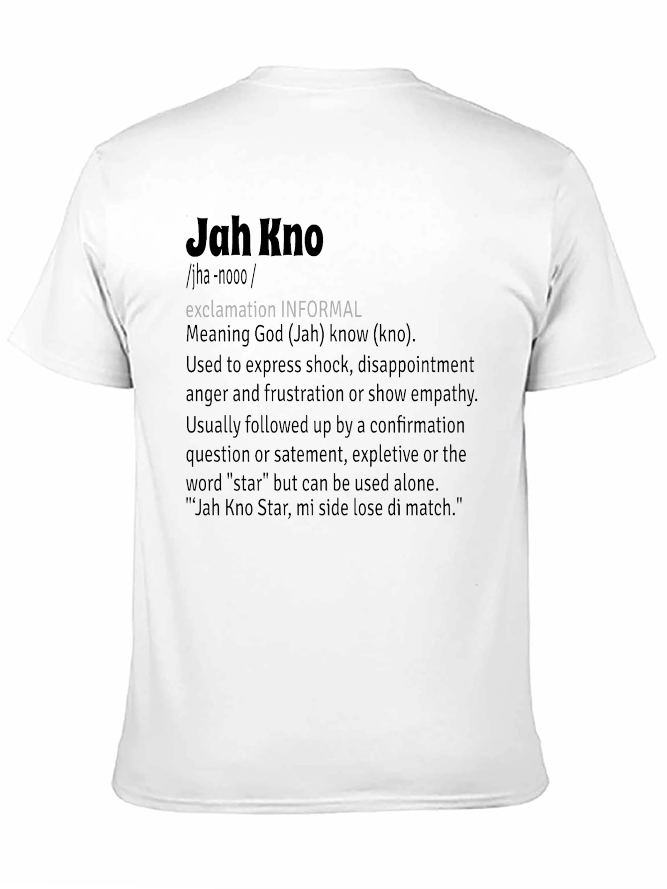 Jah Kno Definition Black T-Shirt - Jamaican Slang