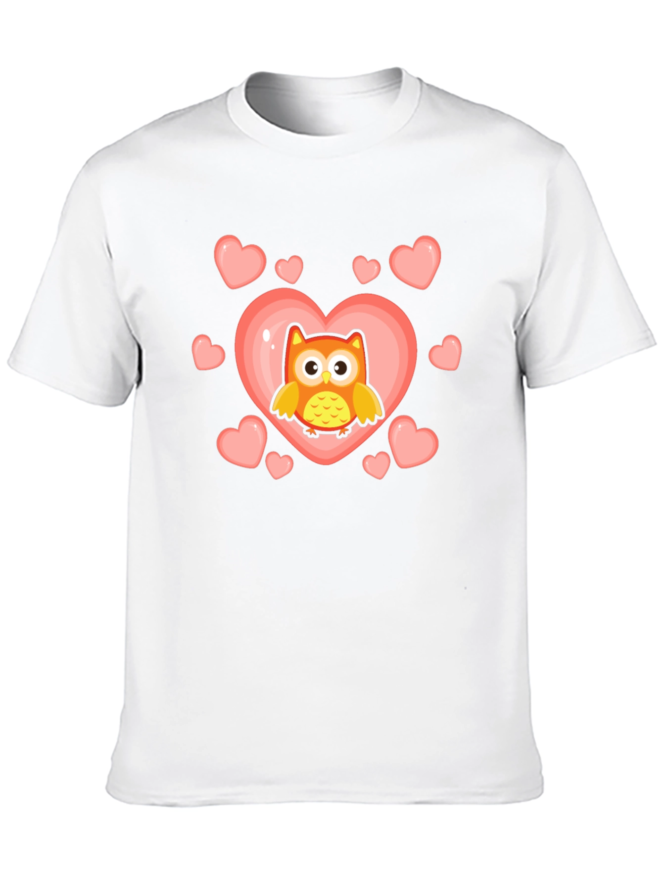 Cute Owl Heart Graphic T-Shirt - Black