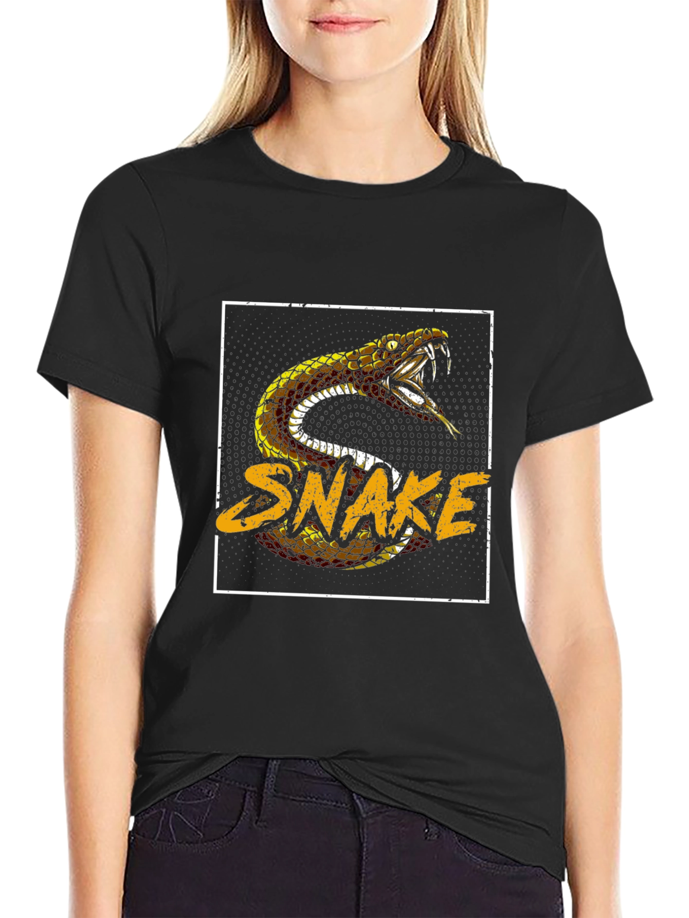 Snake Graphic Print Black T-Shirt