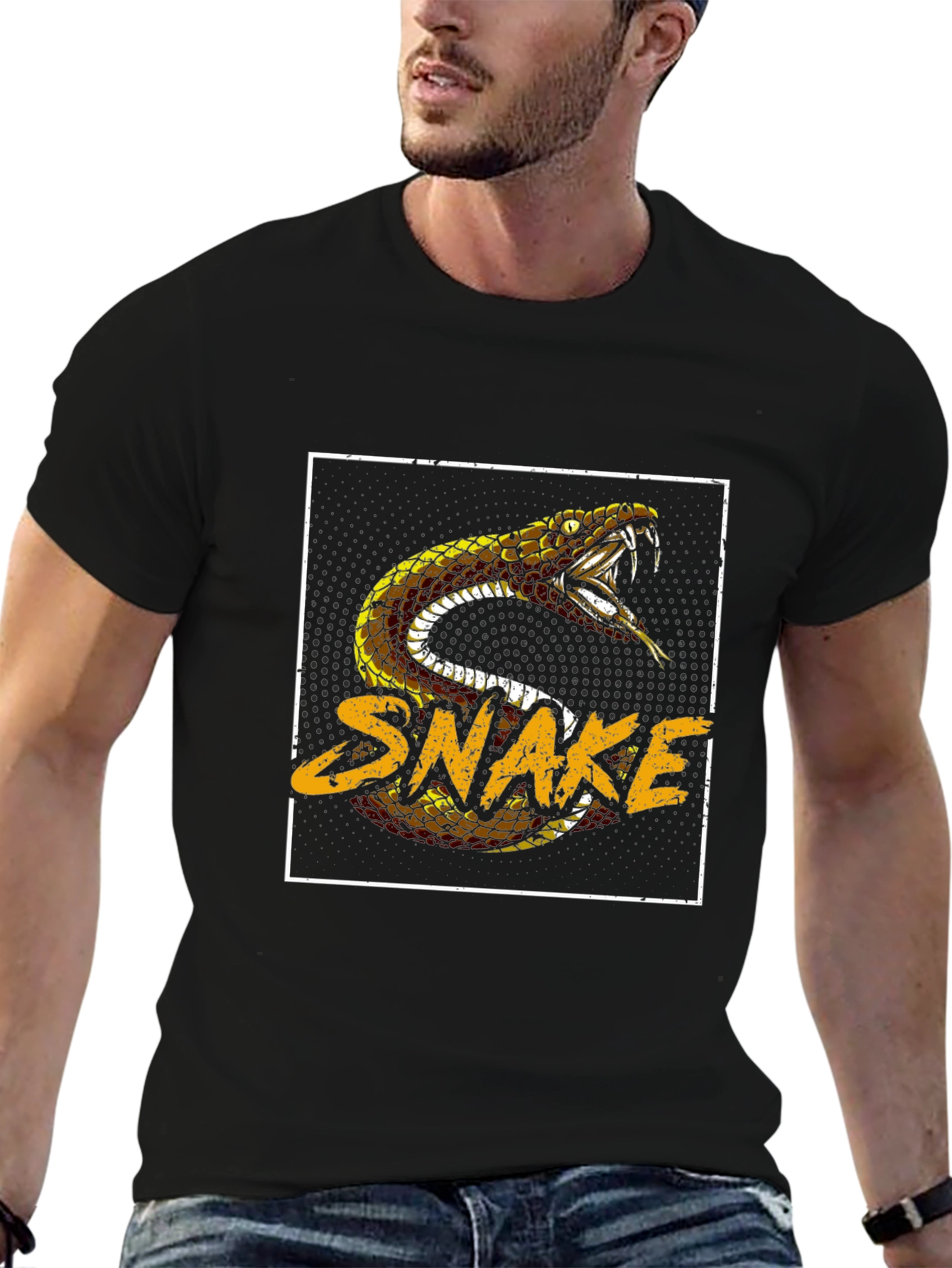 Snake Graphic Print Black T-Shirt