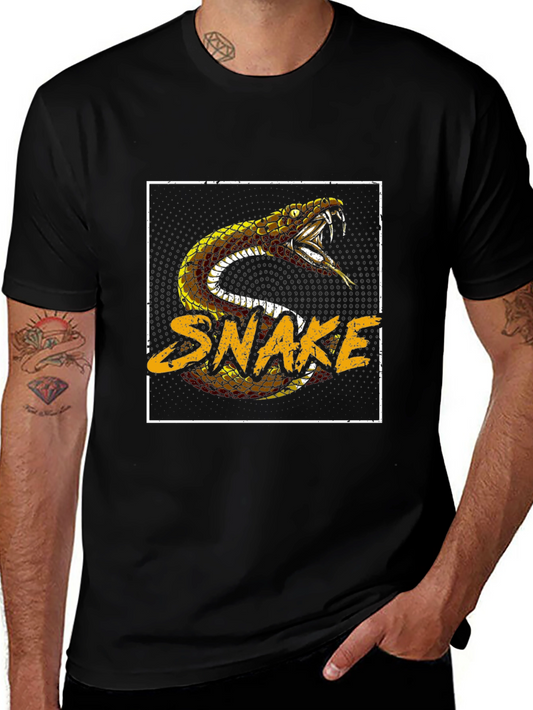 Snake Graphic Print Black T-Shirt