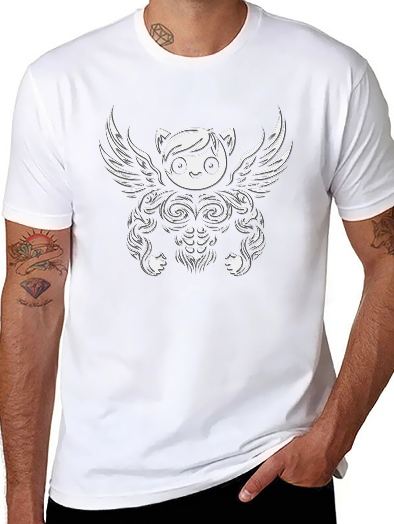 Funny Cartoon Angel Gym Bodybuilder T-Shirt