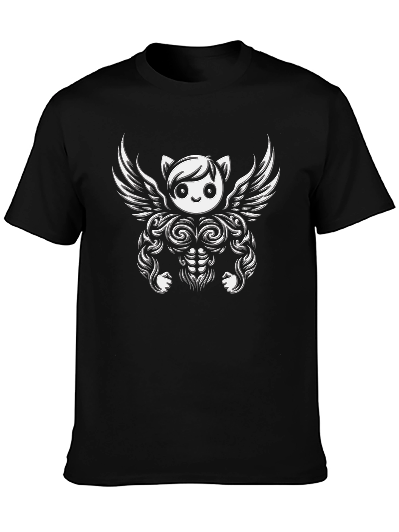 Funny Cartoon Angel Gym Bodybuilder T-Shirt
