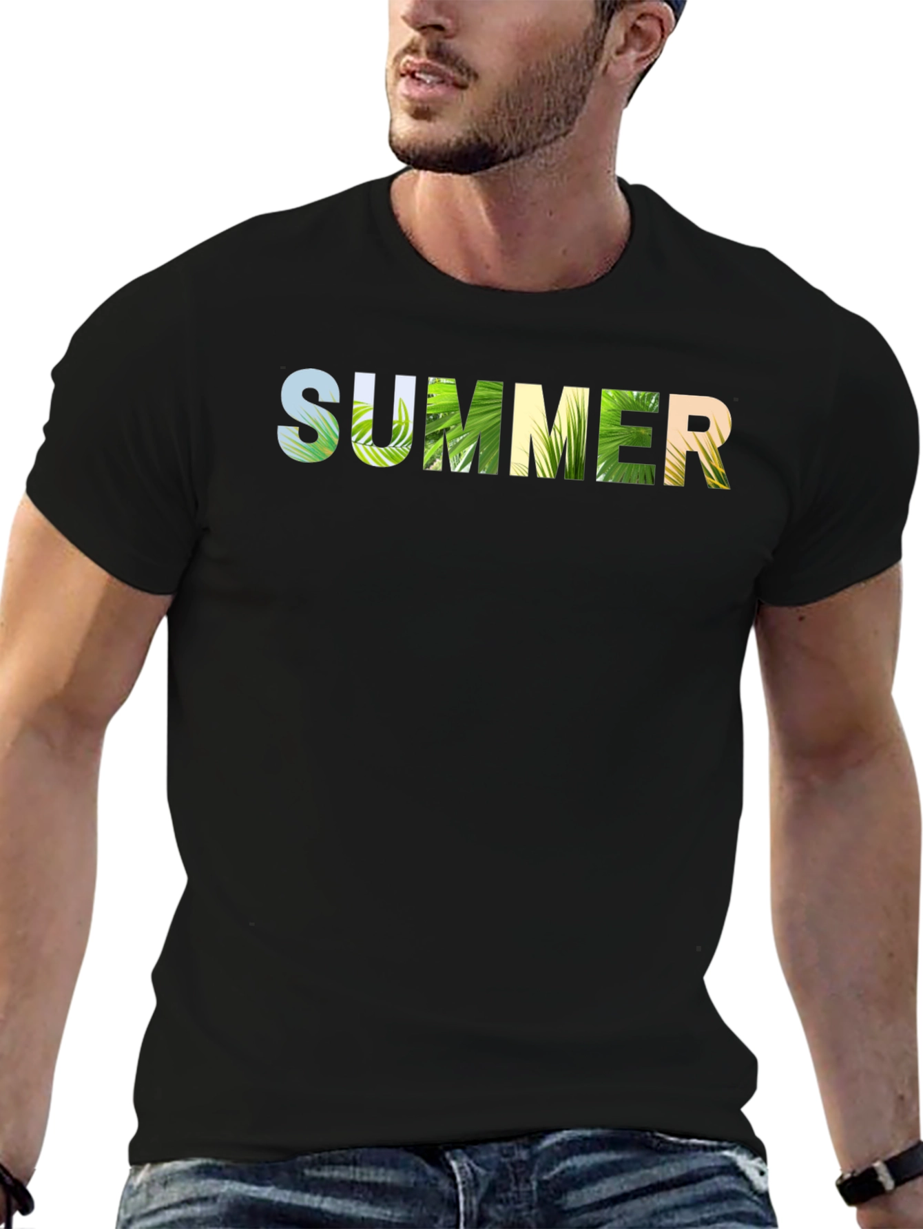 Summer Graphic Print T-Shirt - Black