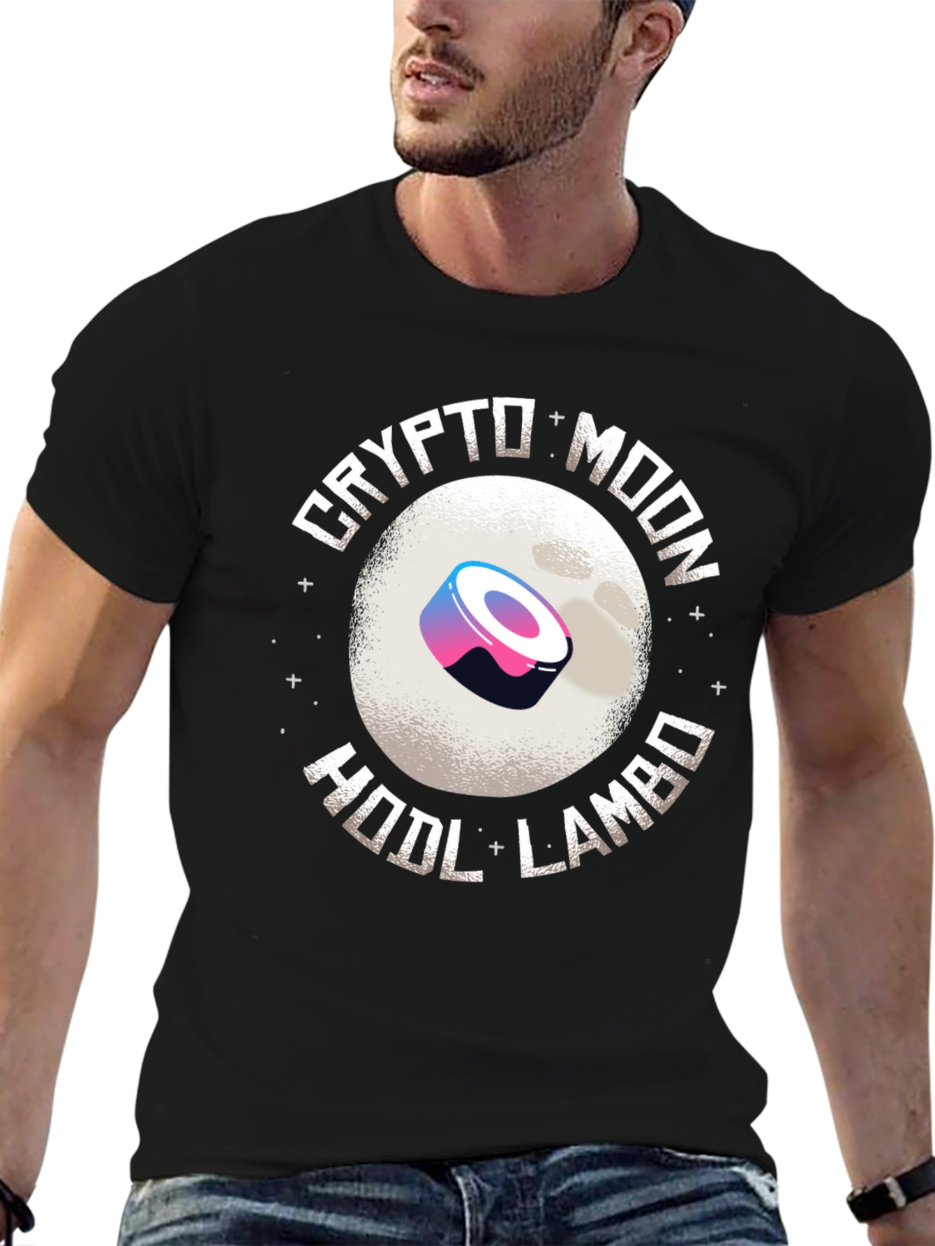 Crypto Moon HODL Lambo Black T-Shirt