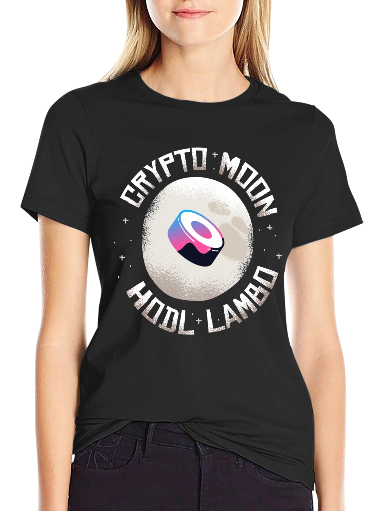 Crypto Moon HODL Lambo Black T-Shirt