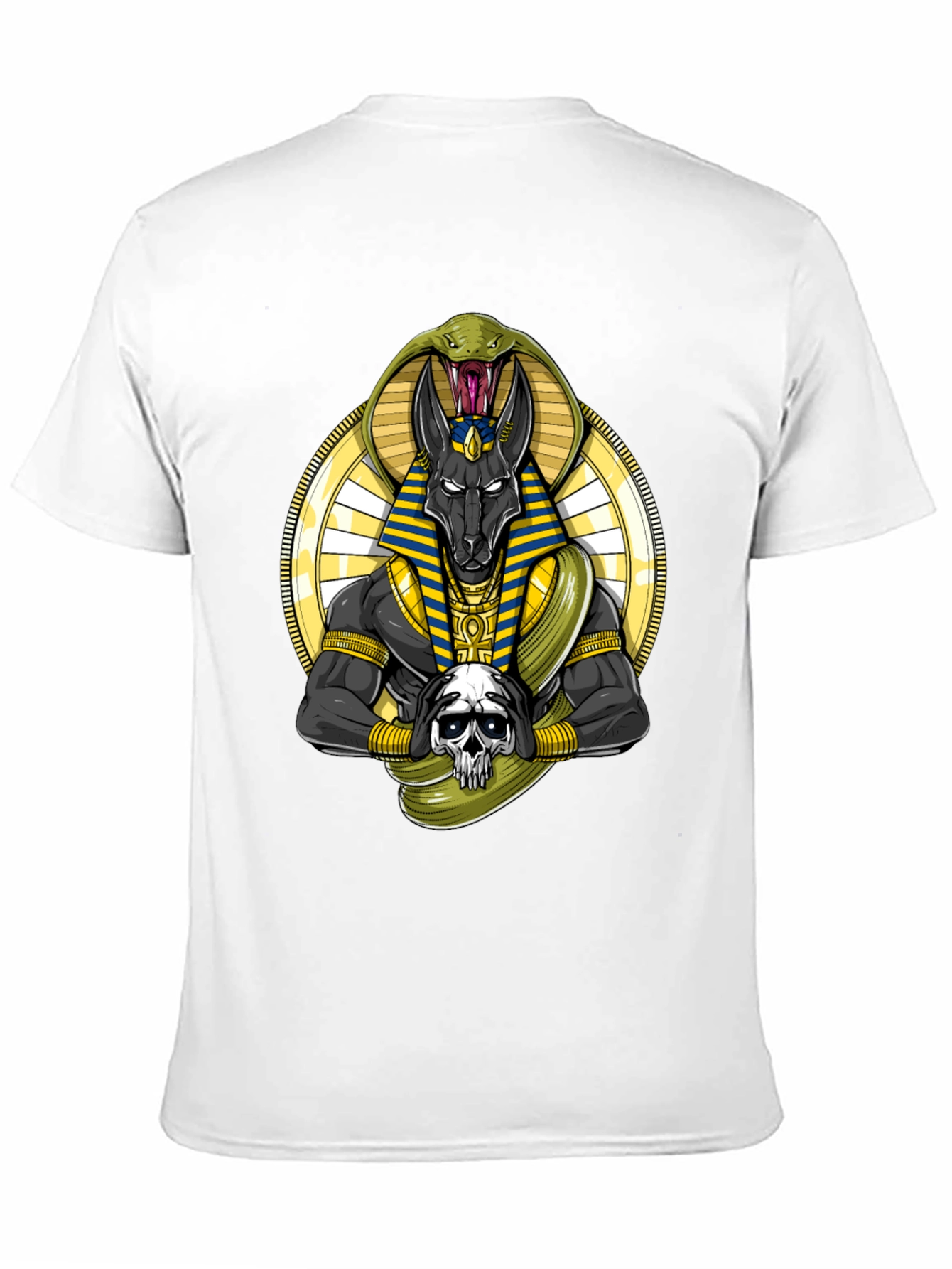 Anubis Snake Skull Graphic Black T-Shirt