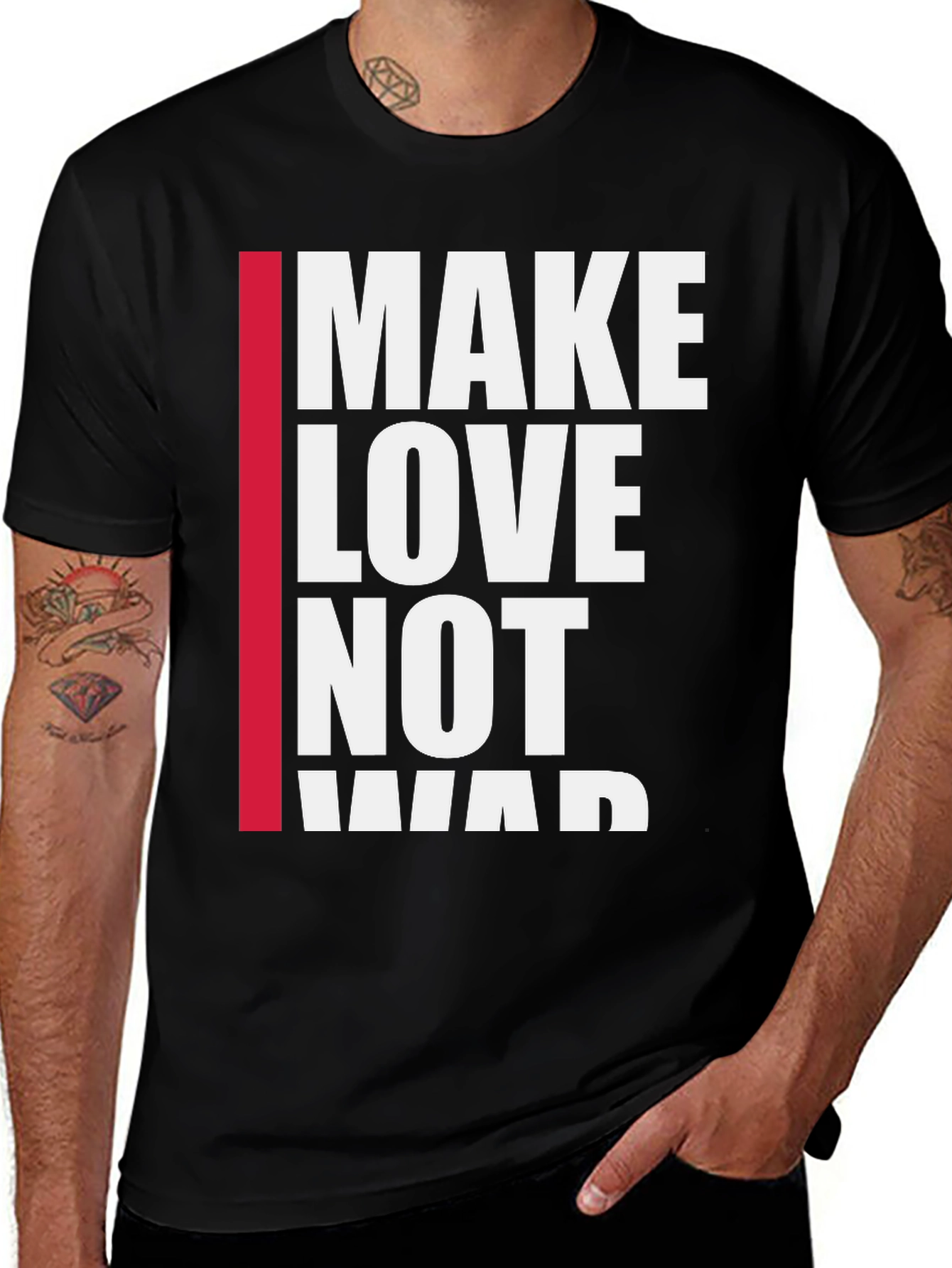 Make Love Not War Graphic Tee - Black