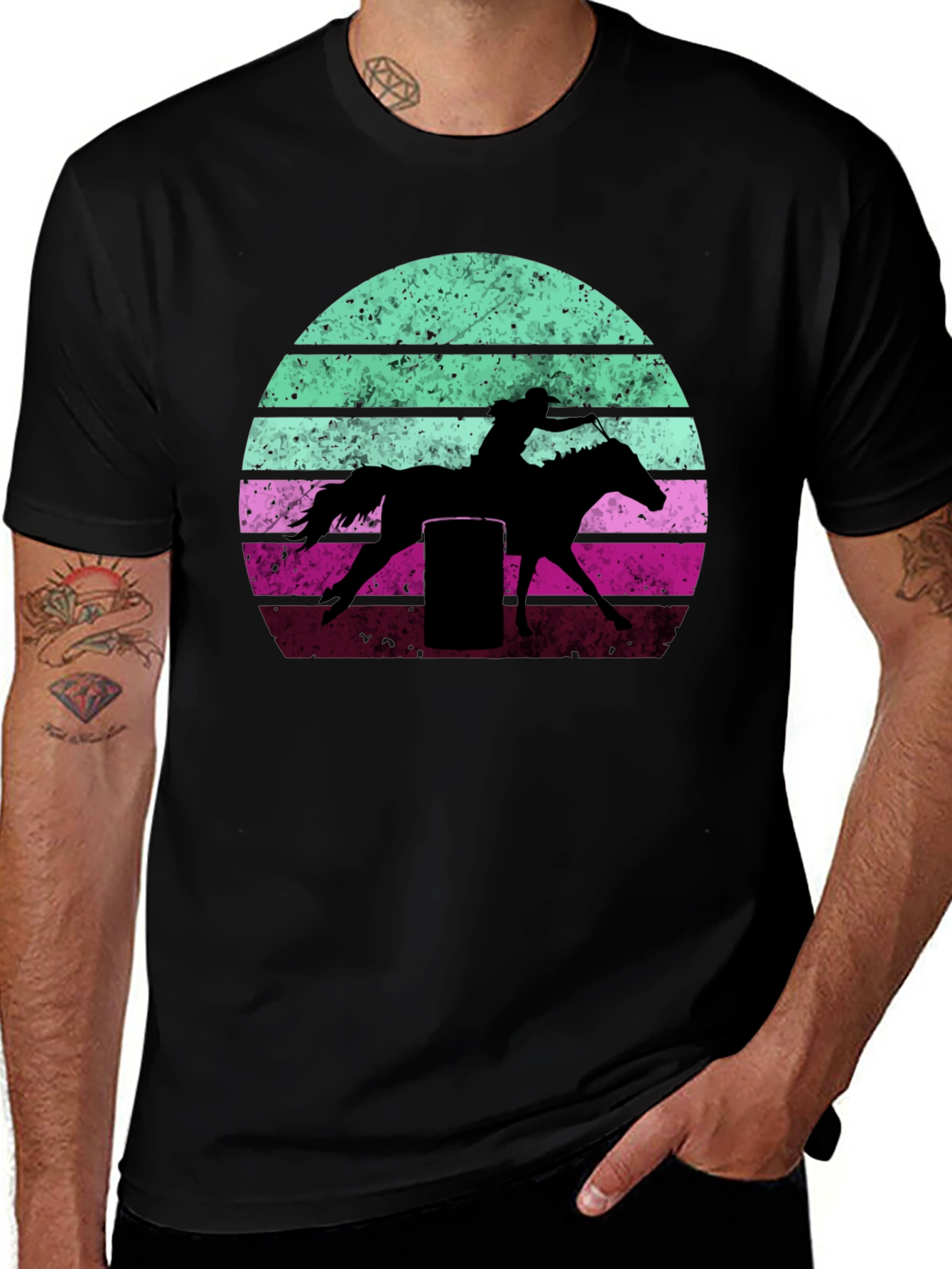 Retro Barrel Racer Graphic Tee - Western Style T-Shirt