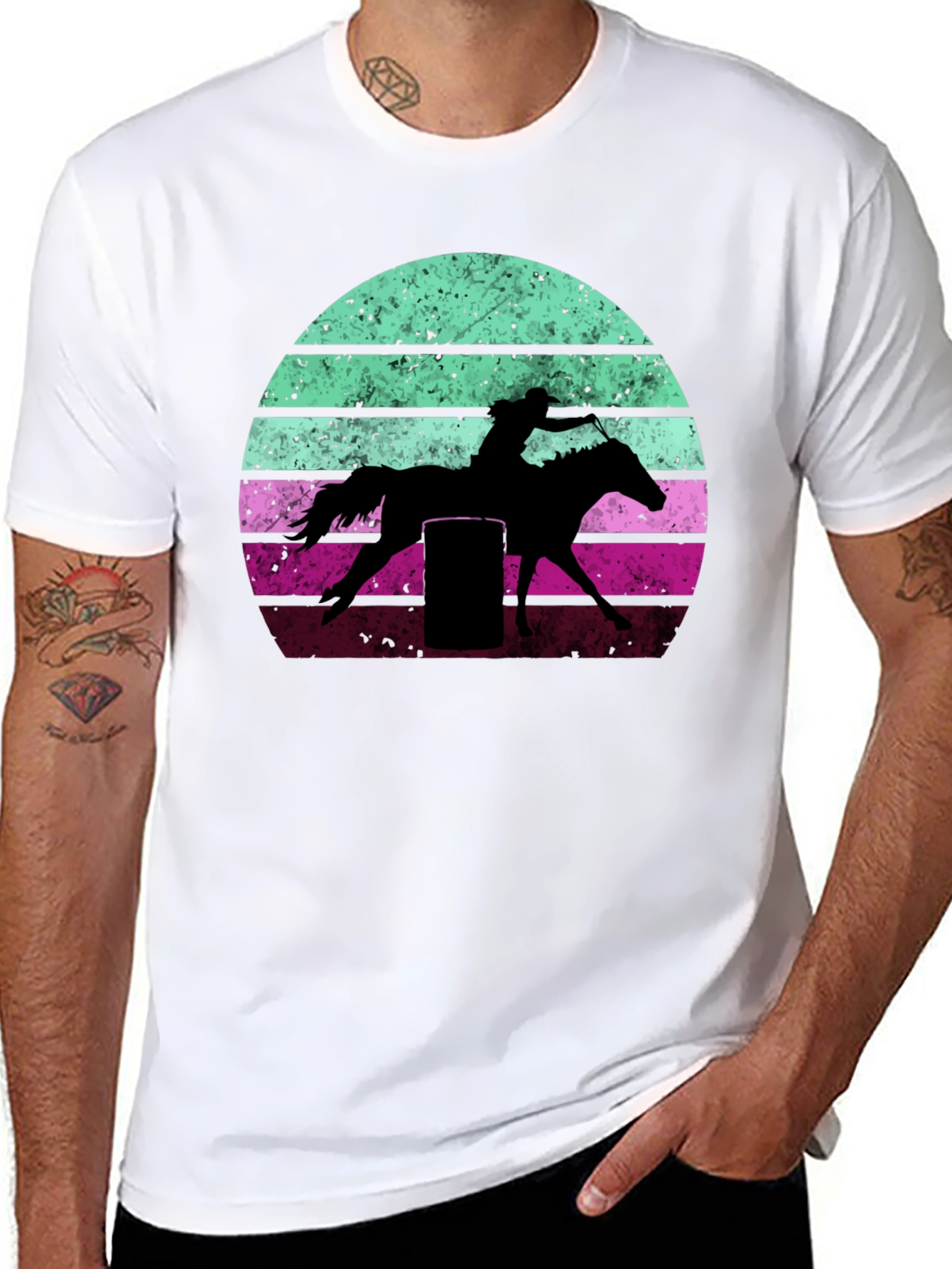 Retro Barrel Racer Graphic Tee - Western Style T-Shirt