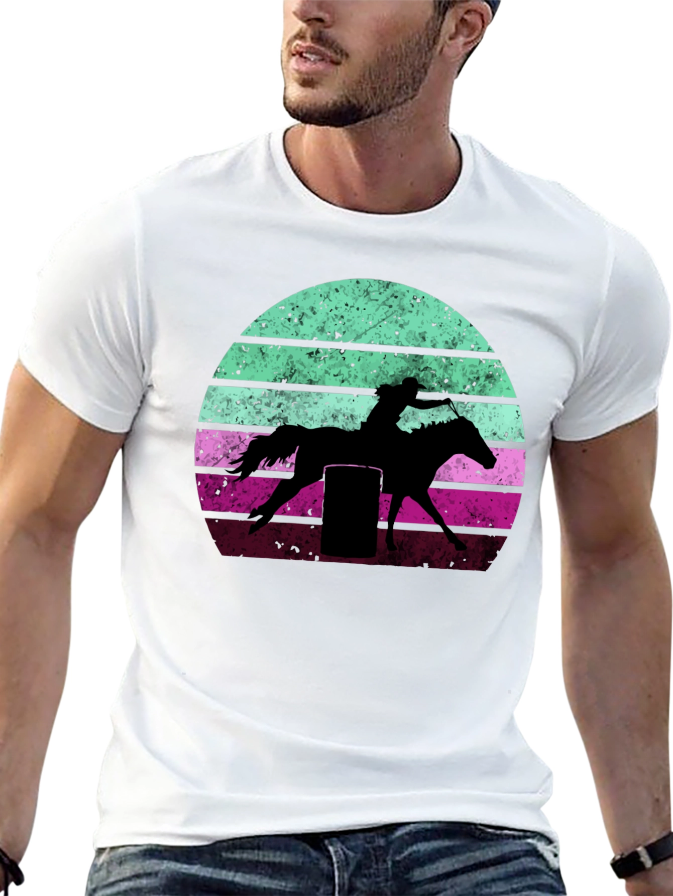 Retro Barrel Racer Graphic Tee - Western Style T-Shirt