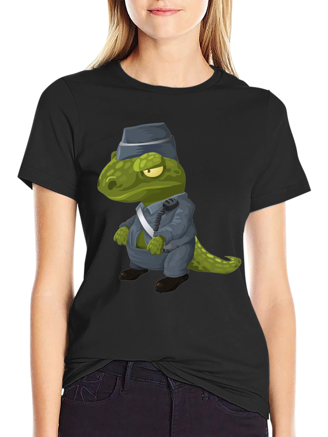 Dino Officer T-Shirt - Cartoon T-Rex Police Design