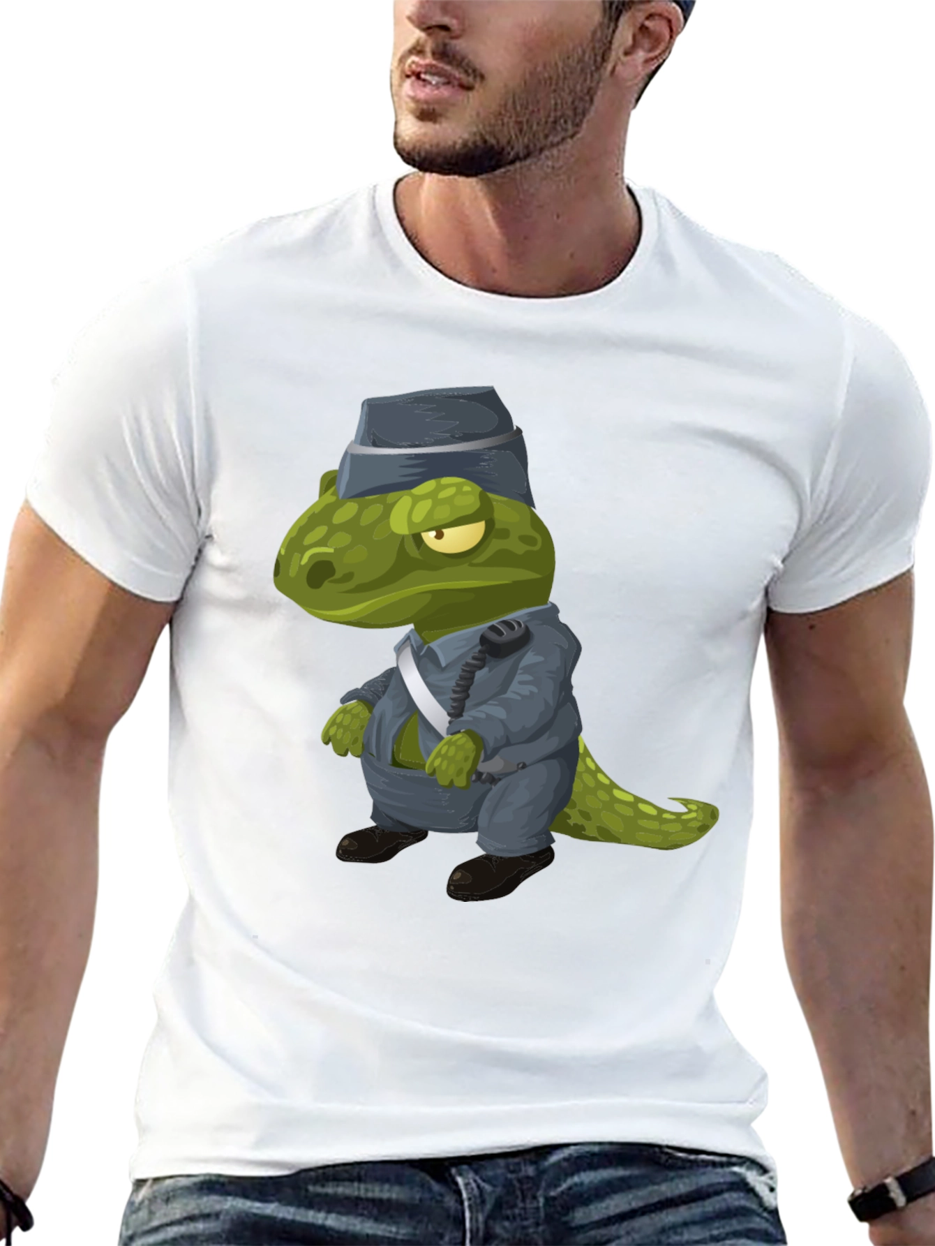 Dino Officer T-Shirt - Cartoon T-Rex Police Design