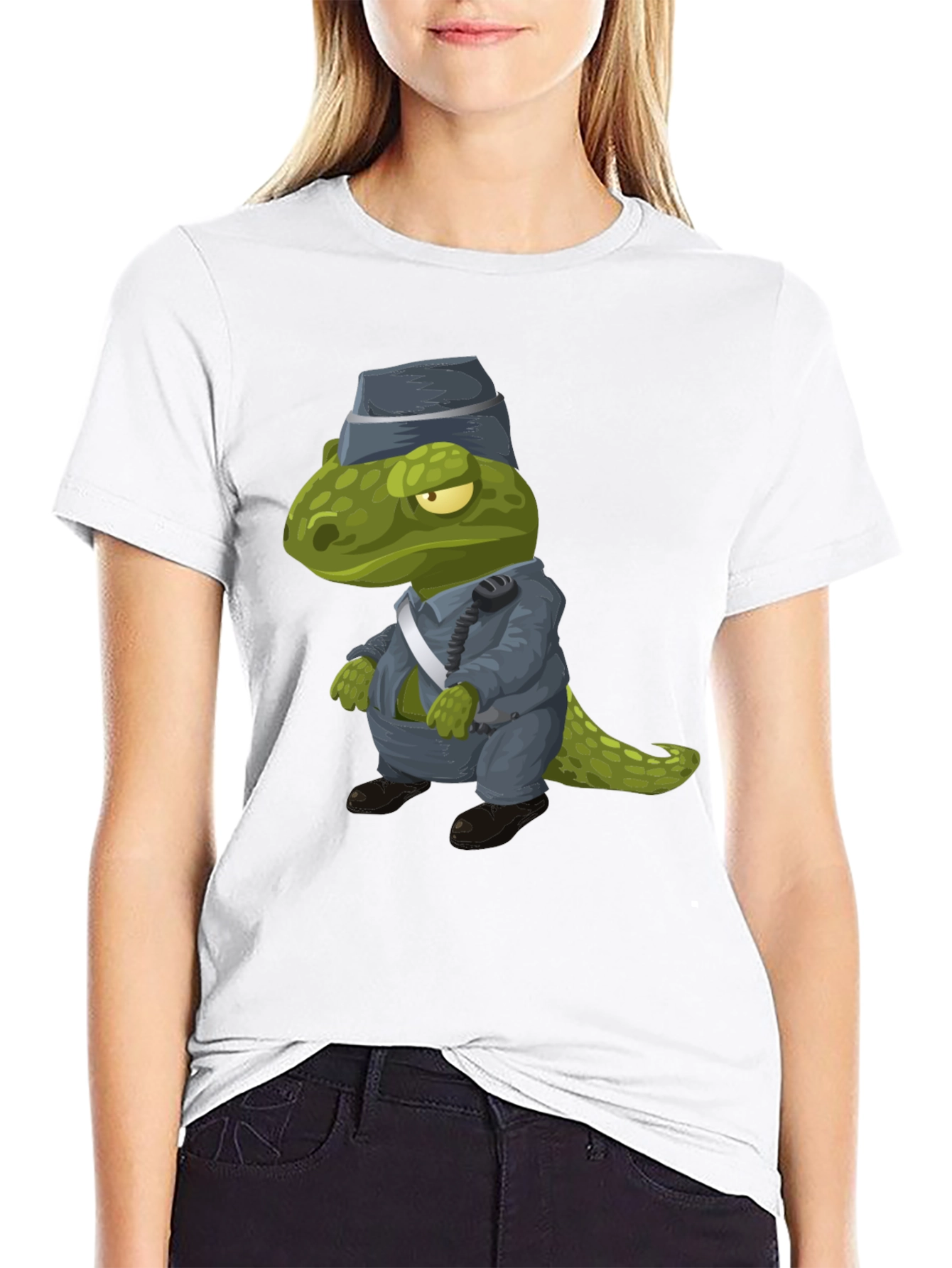 Dino Officer T-Shirt - Cartoon T-Rex Police Design