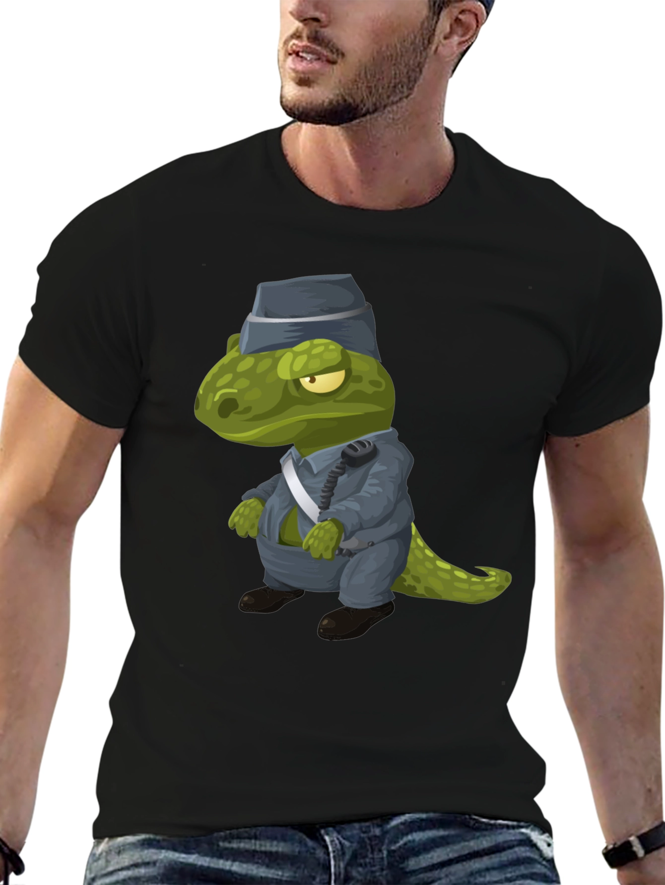 Dino Officer T-Shirt - Cartoon T-Rex Police Design