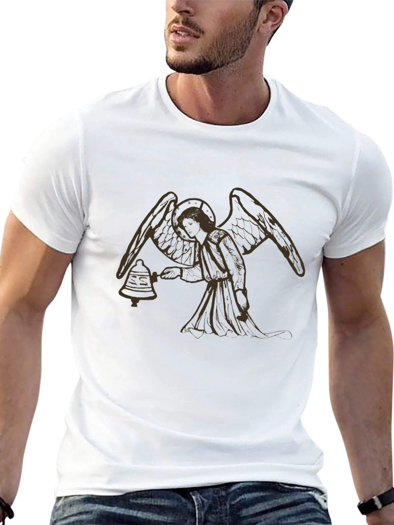 Angel Bell T-Shirt - Black Cotton Graphic Tee