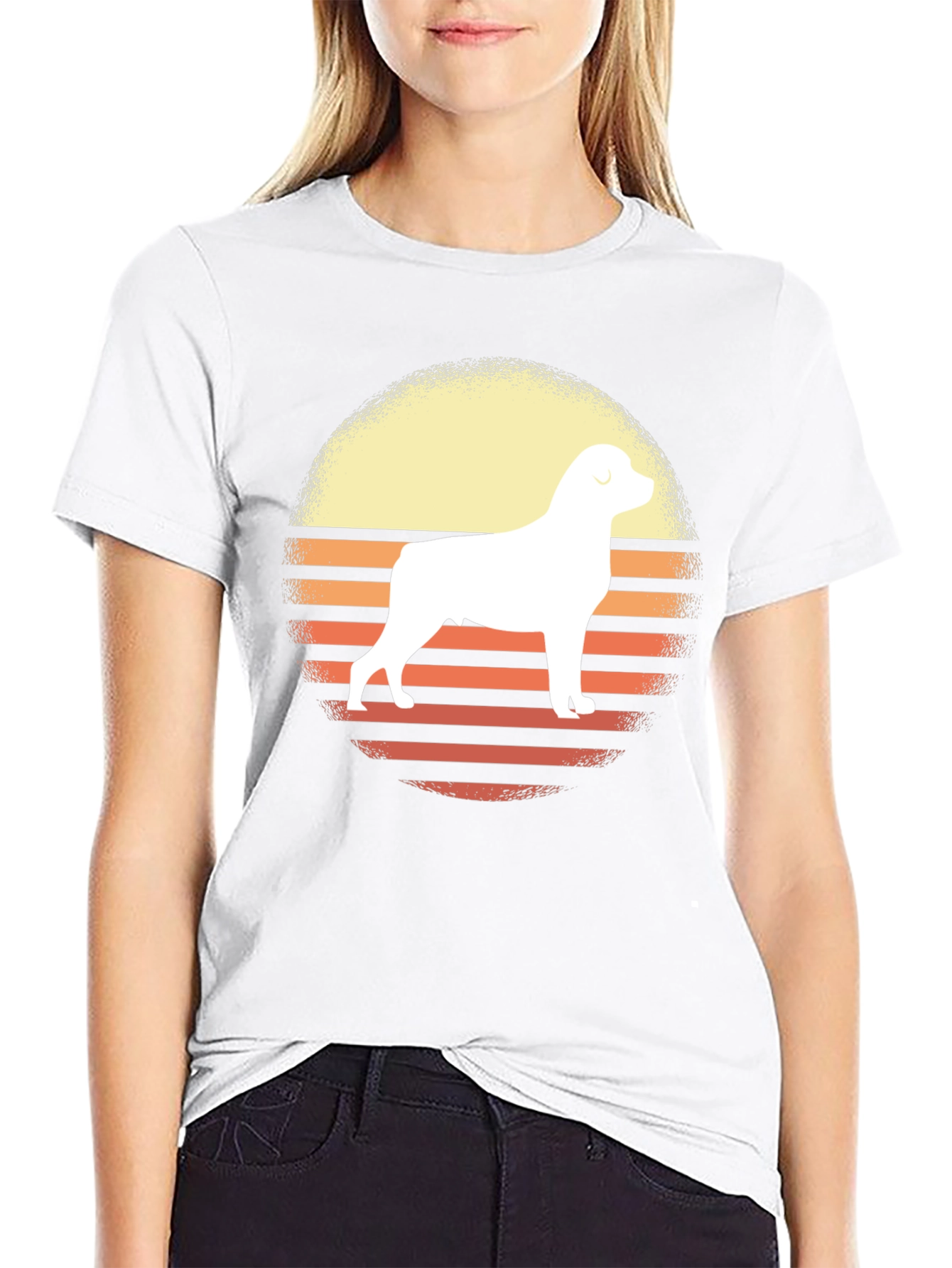 Retro Rottweiler Sunset Graphic Tee
