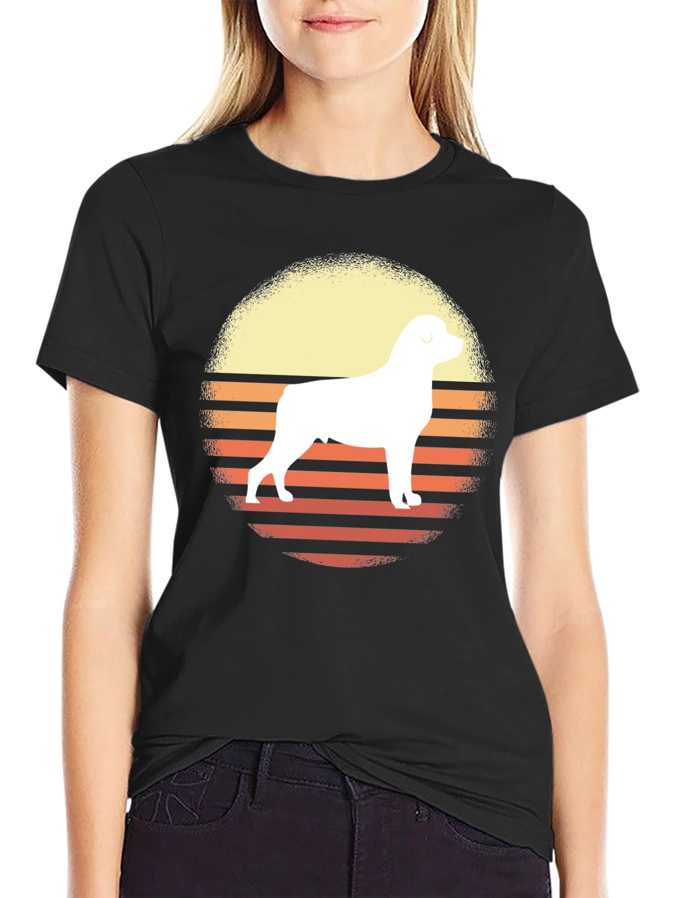Retro Rottweiler Sunset Graphic Tee