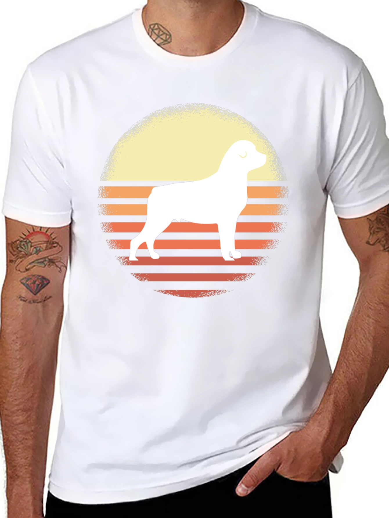 Retro Rottweiler Sunset Graphic Tee