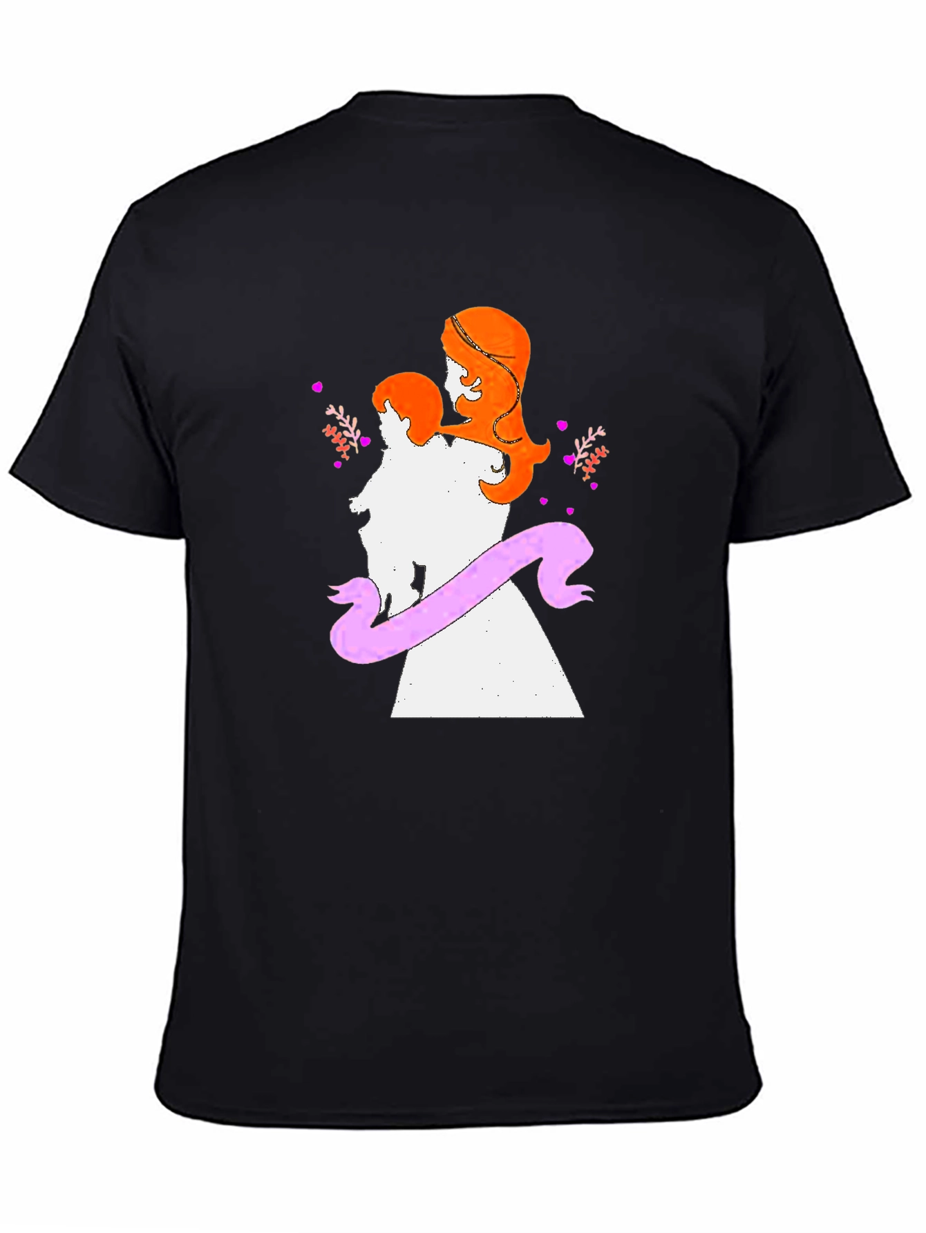 Mother and Child Graphic Tee - Soft Black Cotton