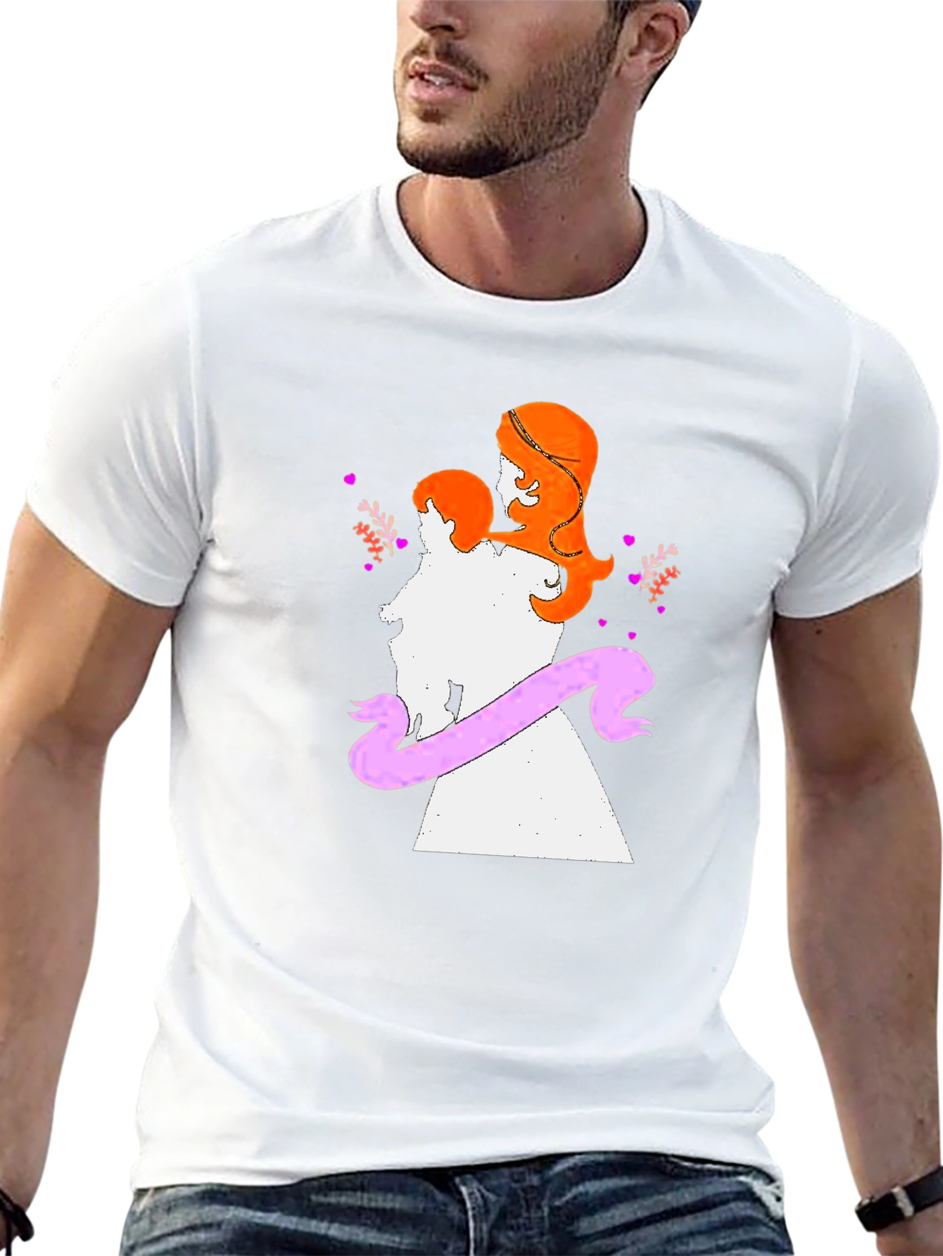 Mother and Child Graphic Tee - Soft Black Cotton