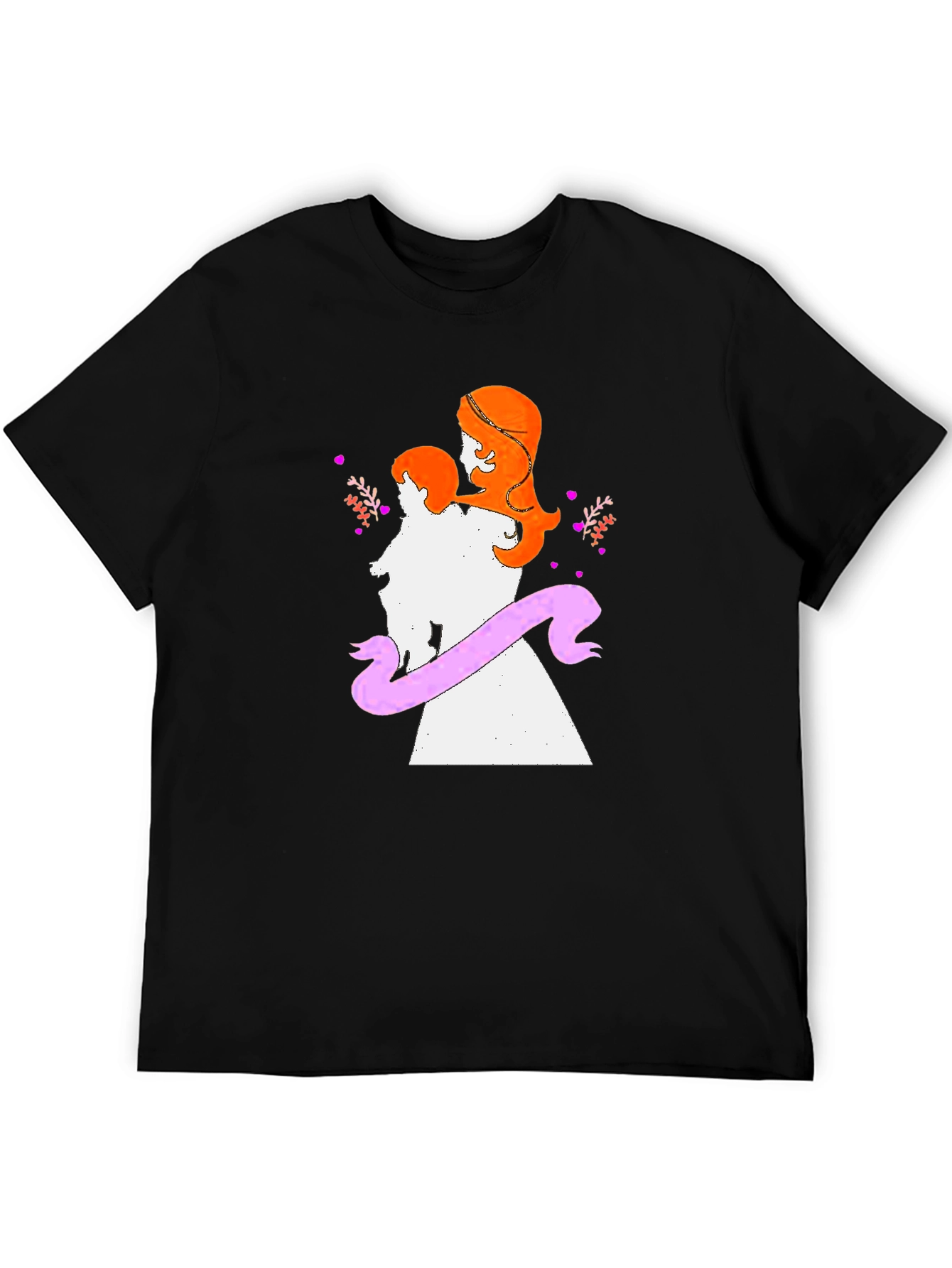 Mother and Child Graphic Tee - Soft Black Cotton