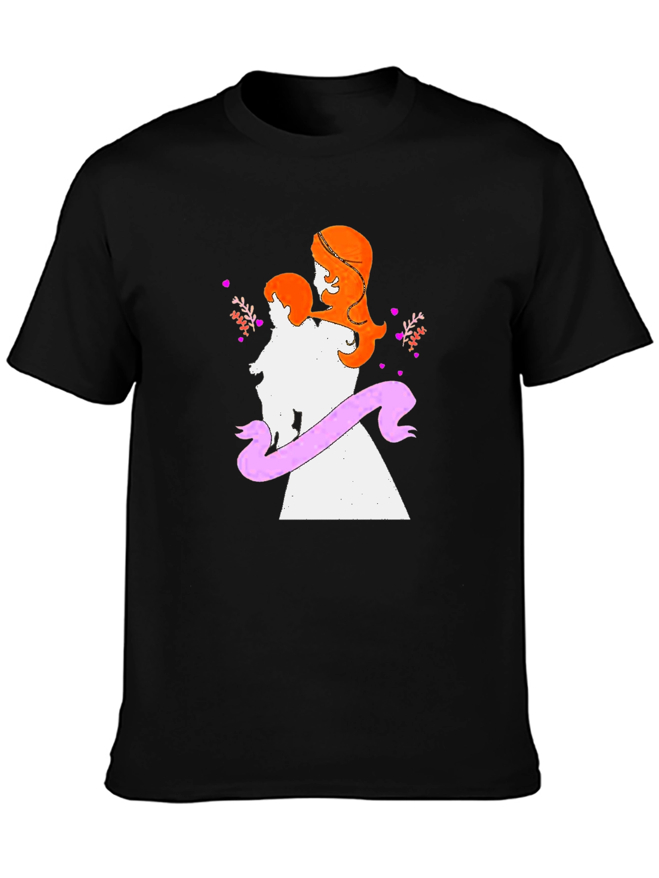 Mother and Child Graphic Tee - Soft Black Cotton