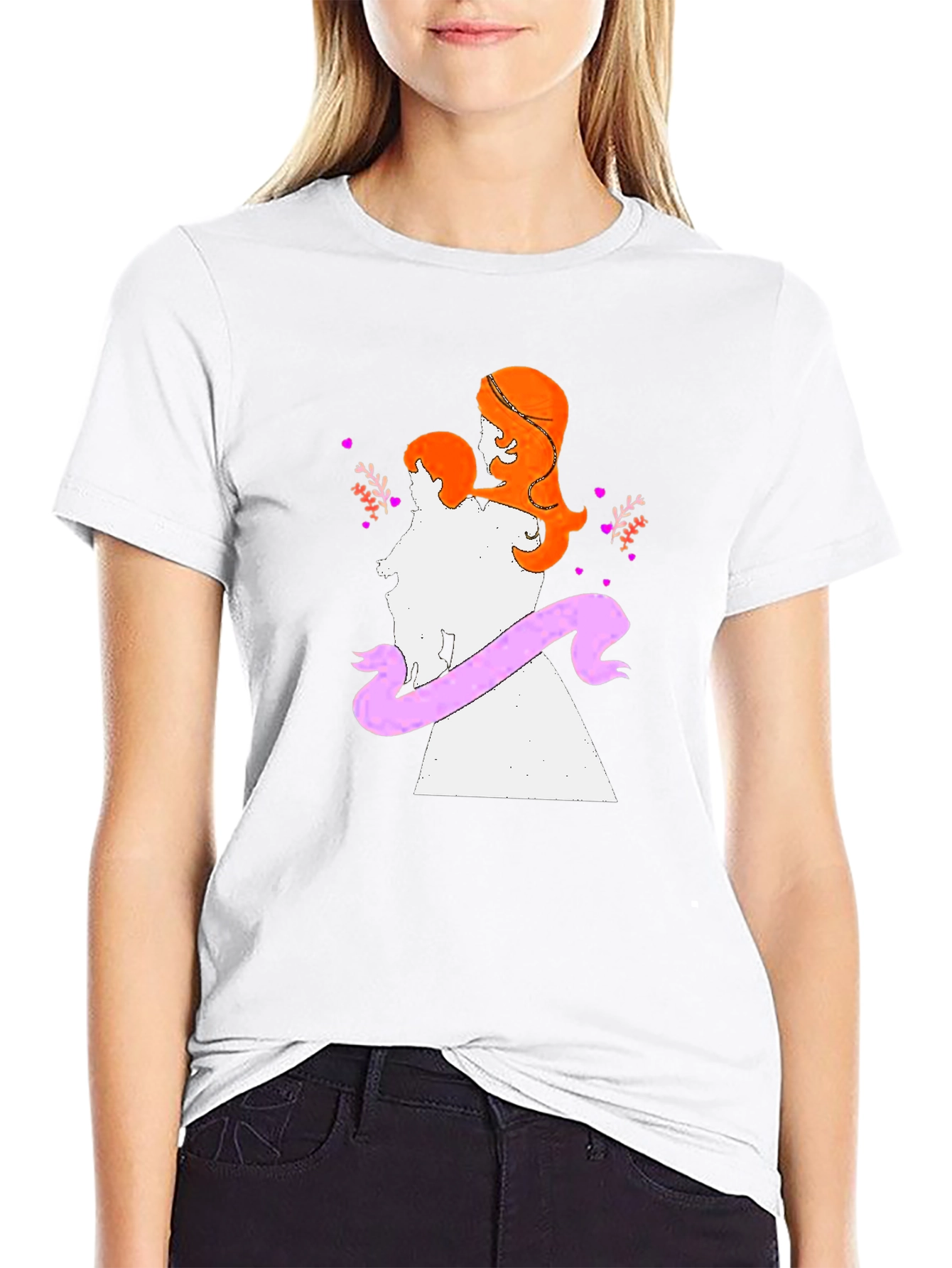 Mother and Child Graphic Tee - Soft Black Cotton