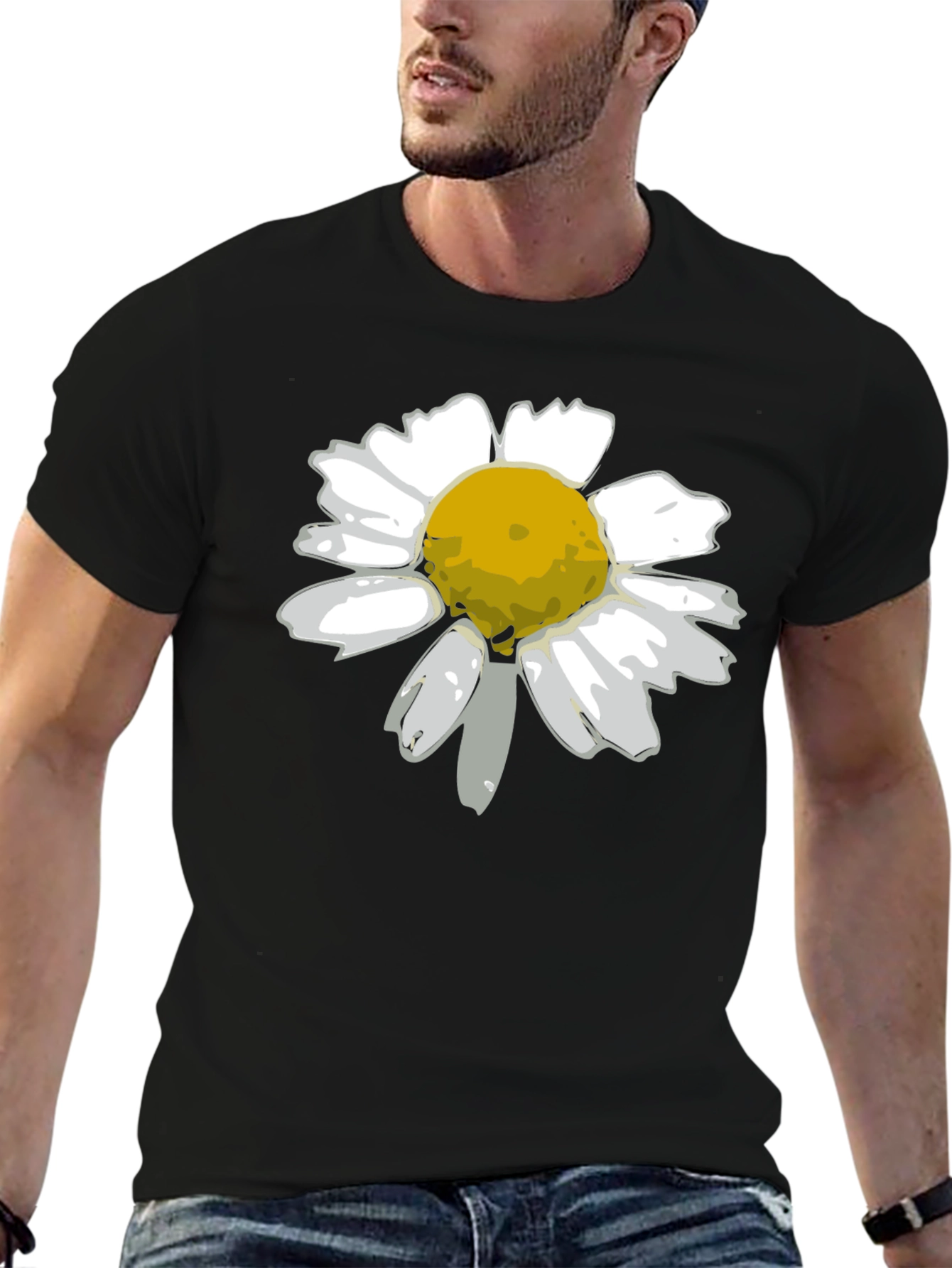 Daisy Graphic Tee - Black Cotton Blend