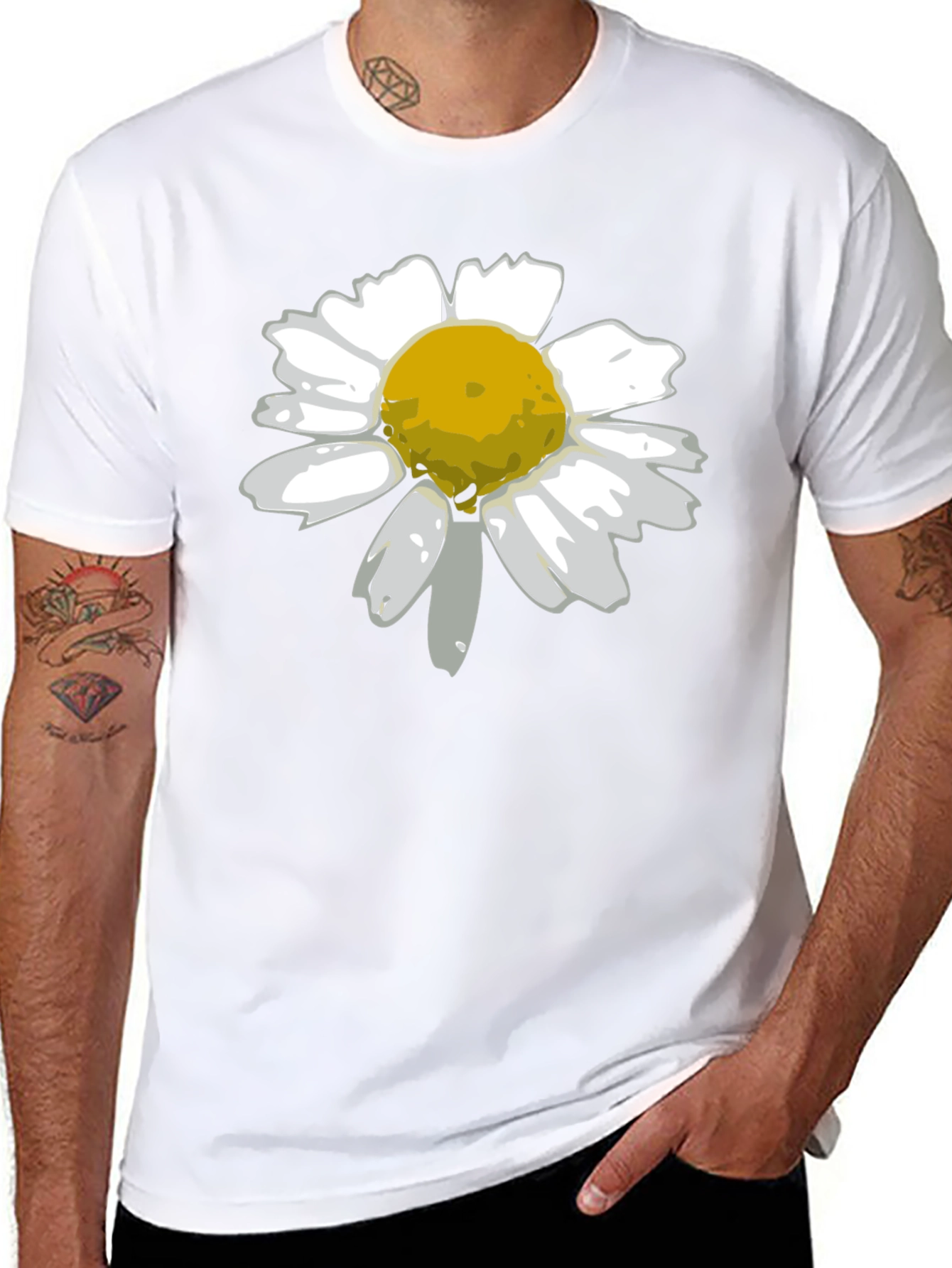 Daisy Graphic Tee - Black Cotton Blend