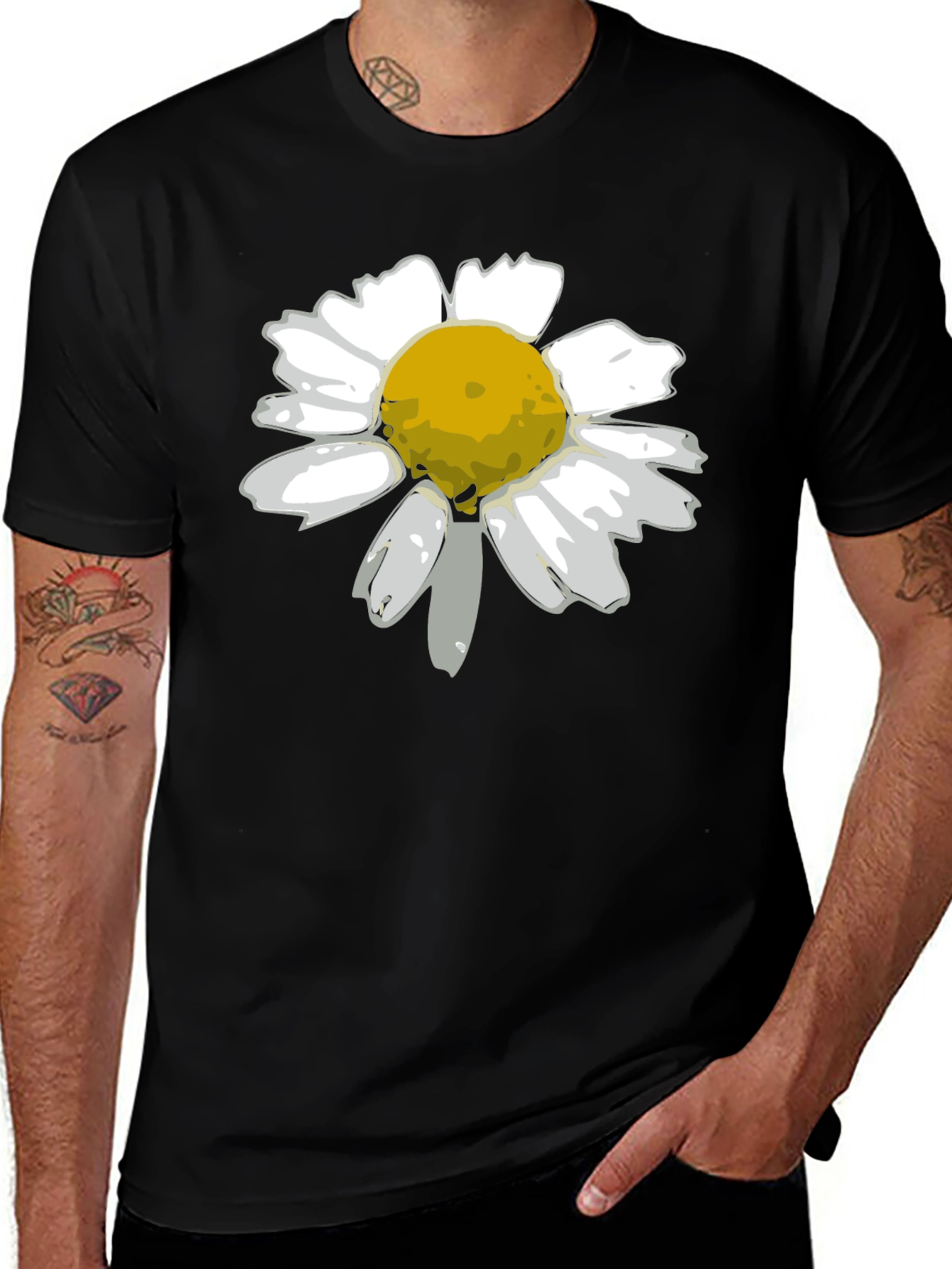 Daisy Graphic Tee - Black Cotton Blend
