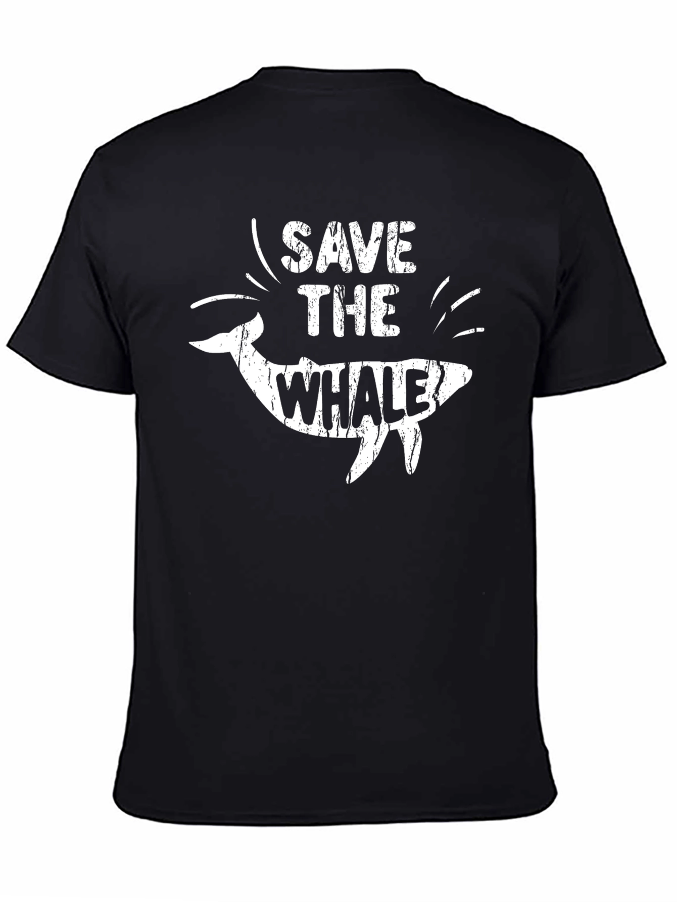 Save the Whale Graphic Tee - Black Cotton T-Shirt